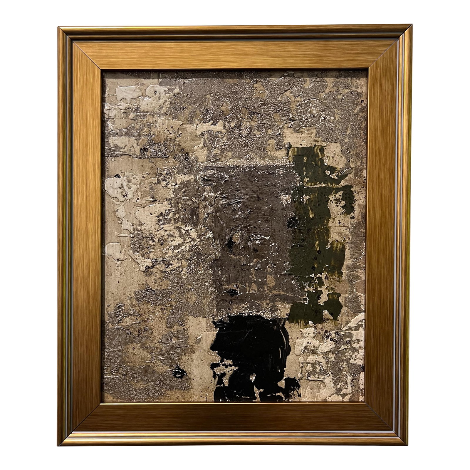 Indication - Original Abstract Painting by J. Kent Martin: This original mixed-media abstract painting by J. Kent Martin is inspired by aerial views of farmland and the ordered patterns of roads and city streets. Built through layers of paint that are scraped