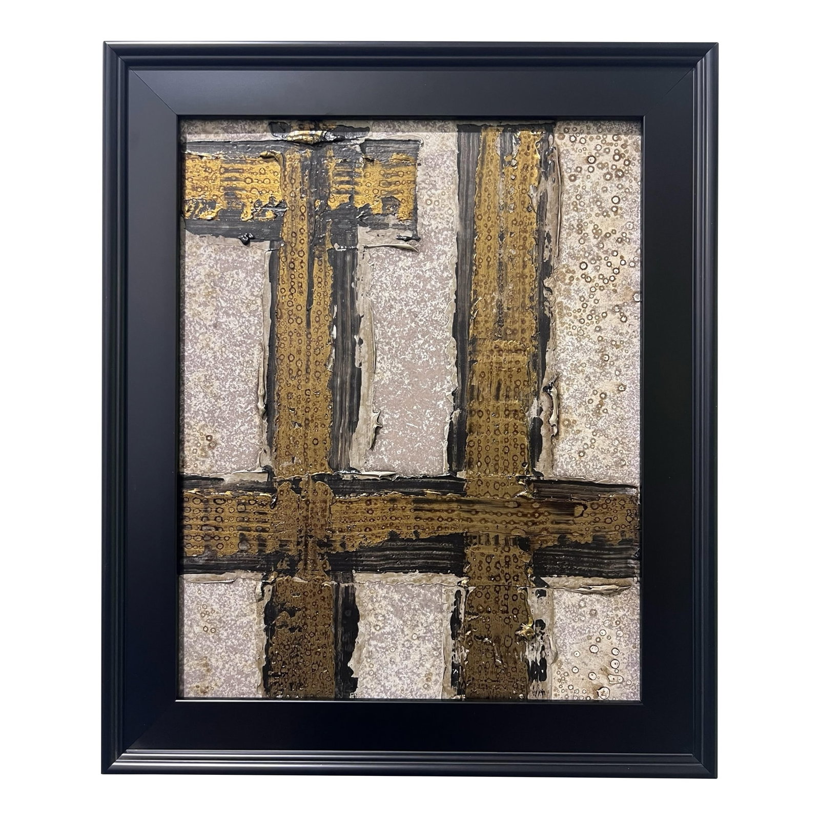 Structure No. 1 - Original Abstract Painting by J. Kent Martin: This original mixed-media abstract painting by J. Kent Martin is inspired by aerial views of farmland and the ordered patterns of roads and city streets. Built through layers of paint that are