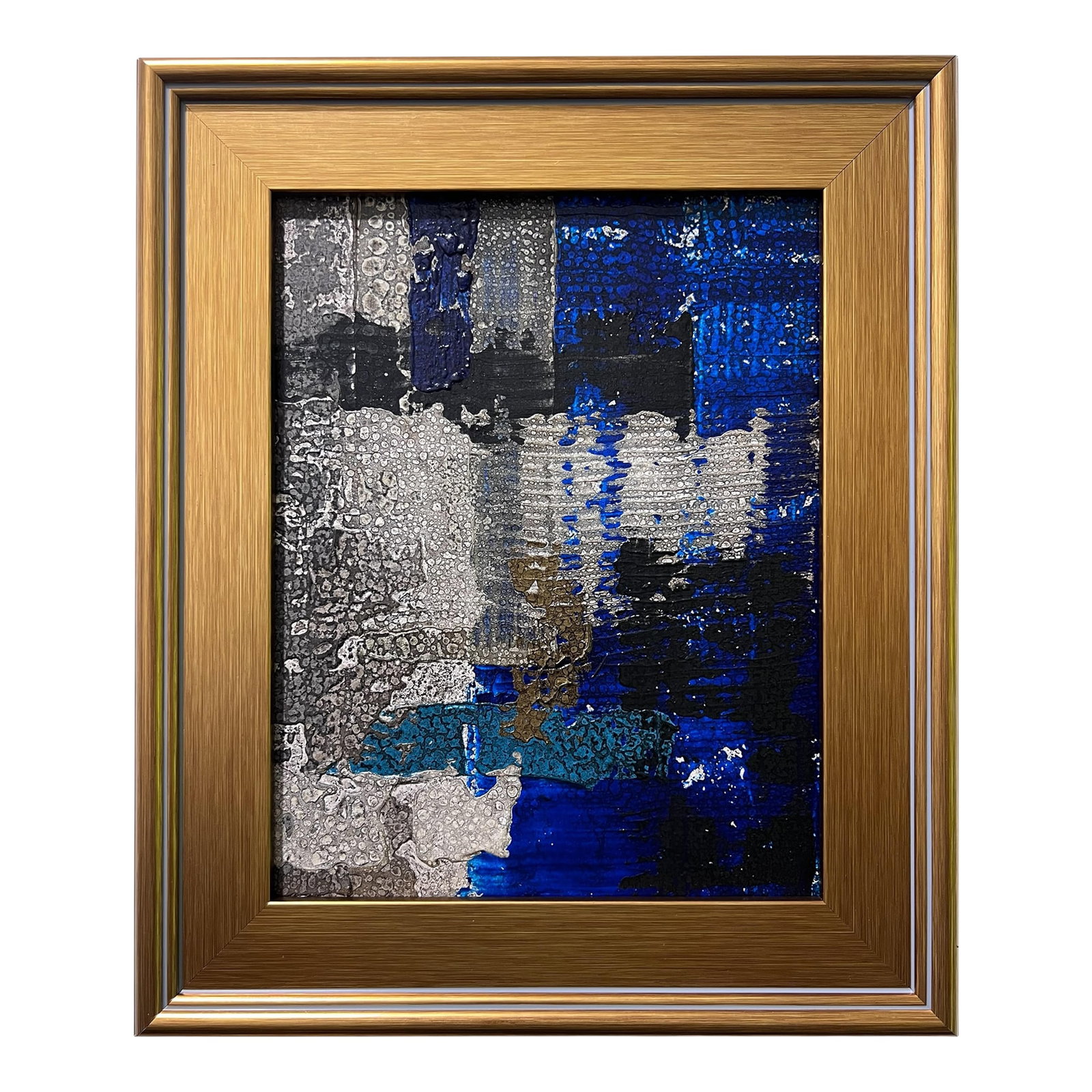 Deep End No. 2 - Original Abstract Painting by J. Kent Martin: This original mixed-media abstract painting by J. Kent Martin is inspired by aerial views of farmland and the ordered patterns of roads and city streets. Built through layers of paint that are