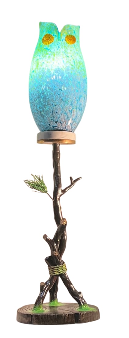 Murano Art Glass Owl Perched on a Tree Branch Torchiere Lamp - 10