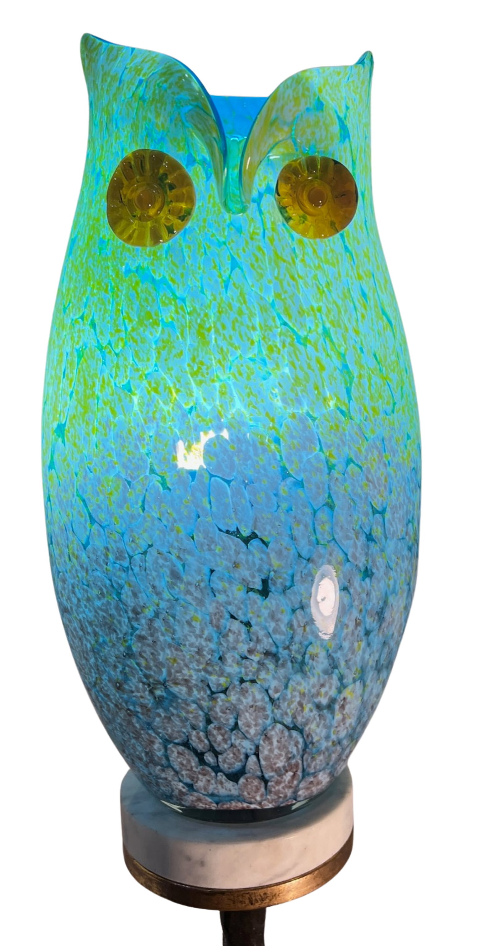 Murano Art Glass Owl Perched on a Tree Branch Torchiere Lamp - 11
