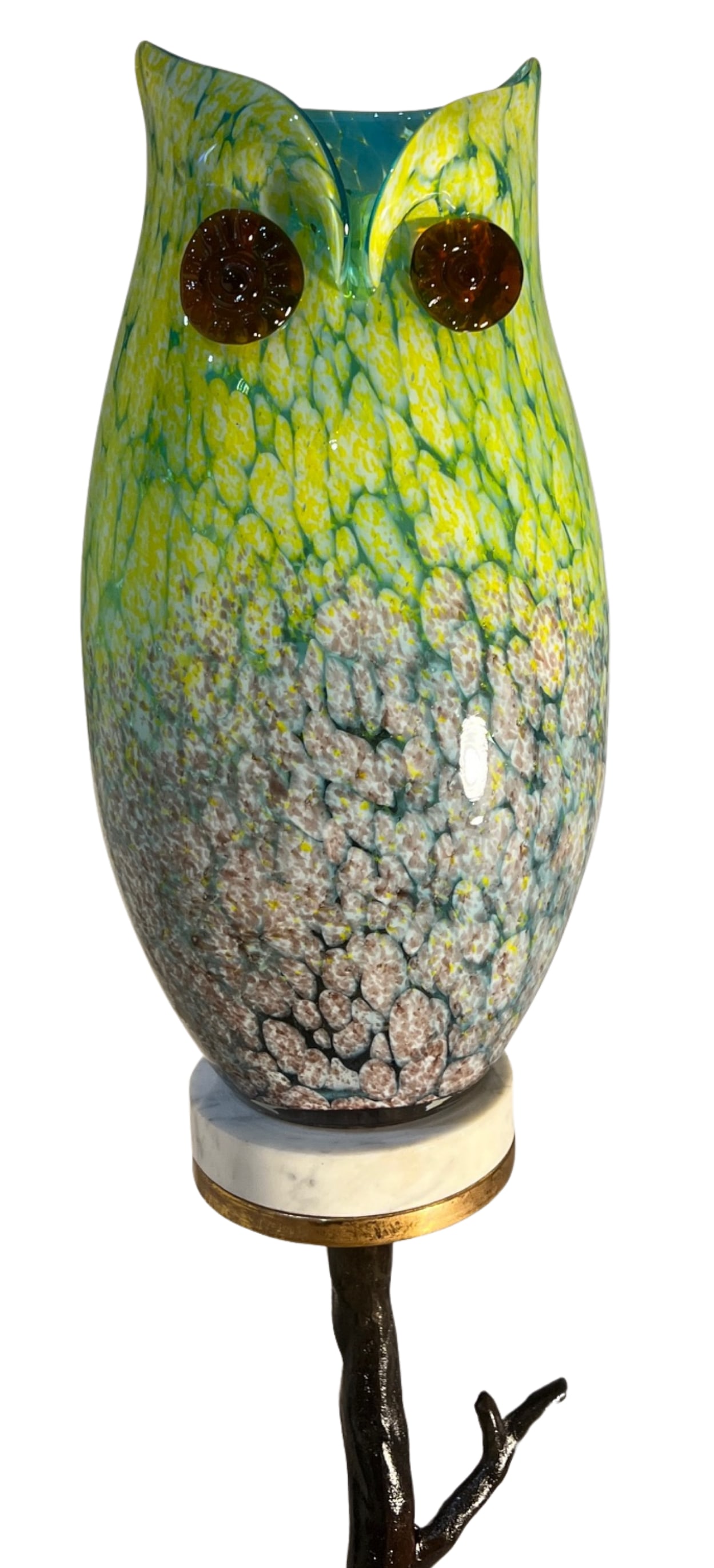Murano Art Glass Owl Perched on a Tree Branch Torchiere Lamp - 2