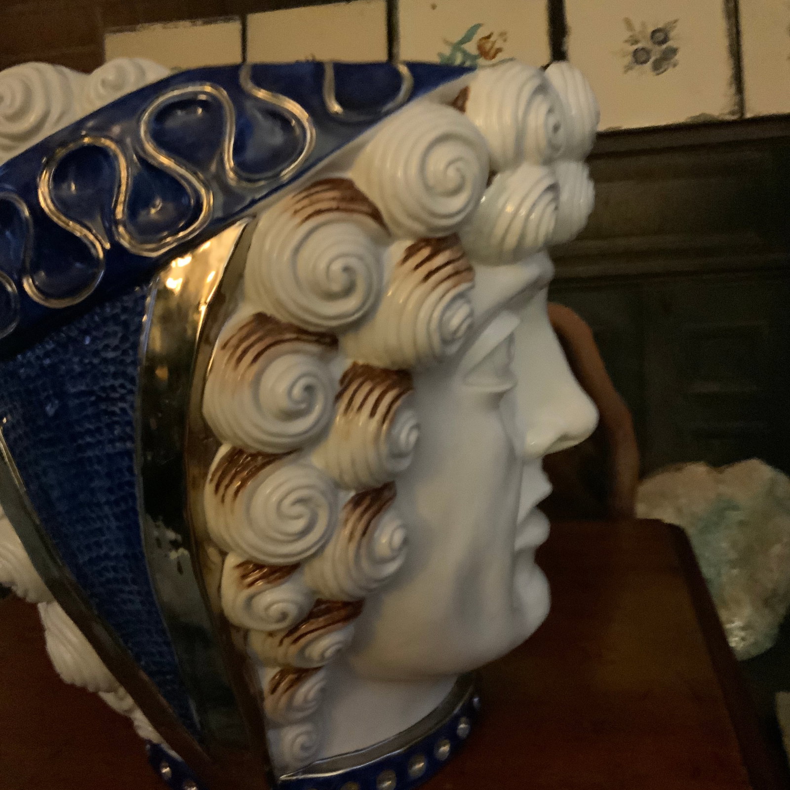 Moors Head Porcelain Vase by Alfiero Mangani Florence Italy - 5