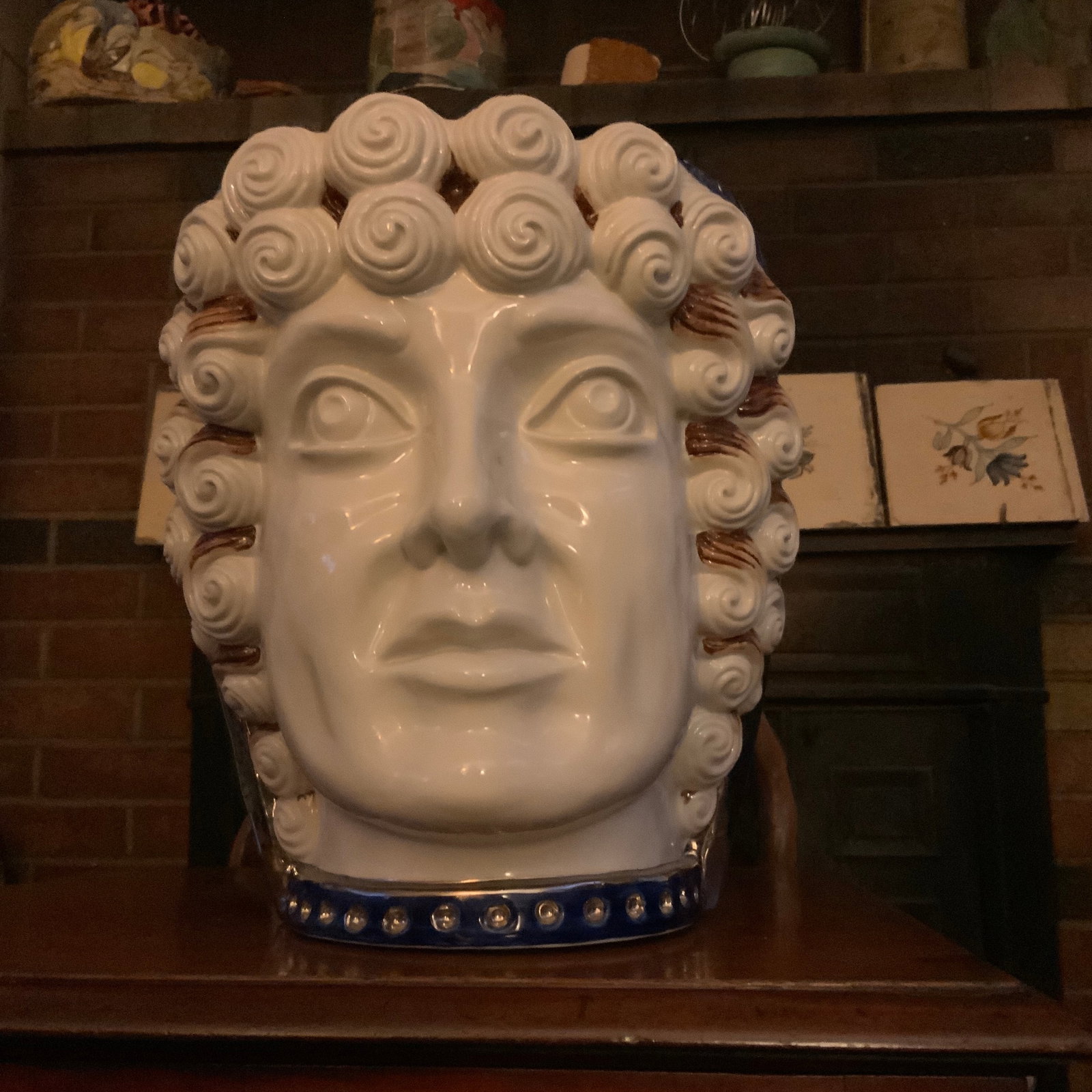 Moors Head Porcelain Vase by Alfiero Mangani Florence Italy - 6