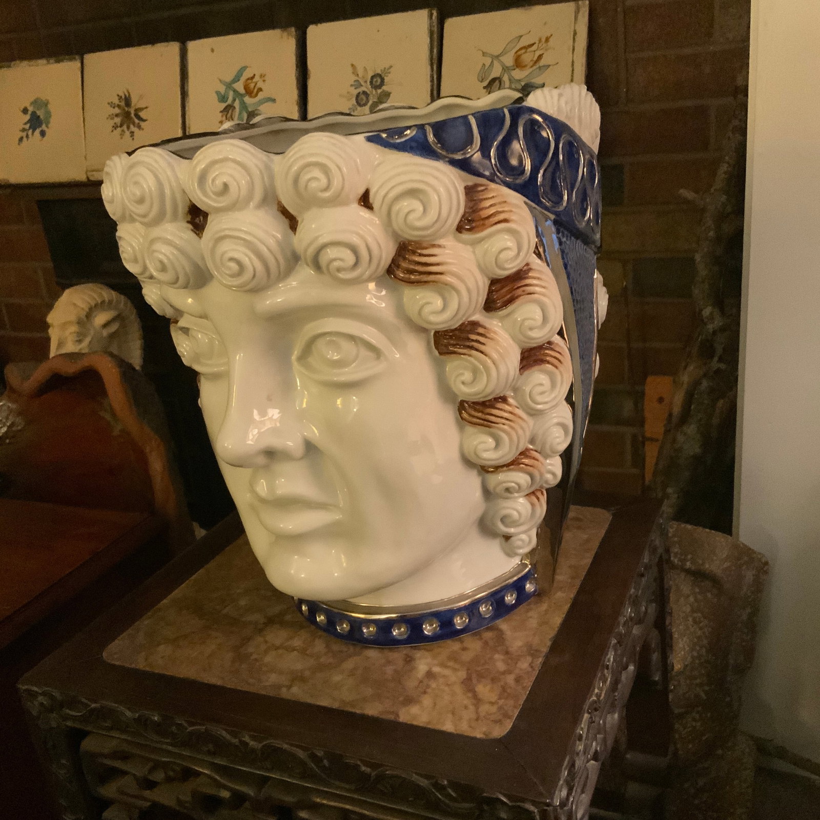 Moors Head Porcelain Vase by Alfiero Mangani Florence Italy - 9