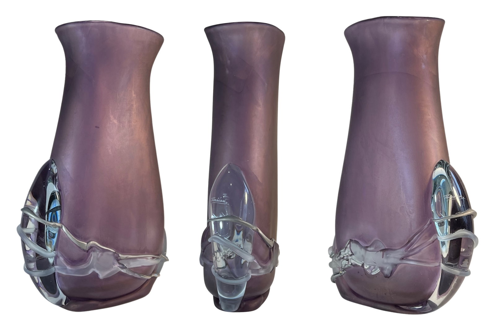 Art Glass Purple Vase Signed by Ion Tamaian - 10