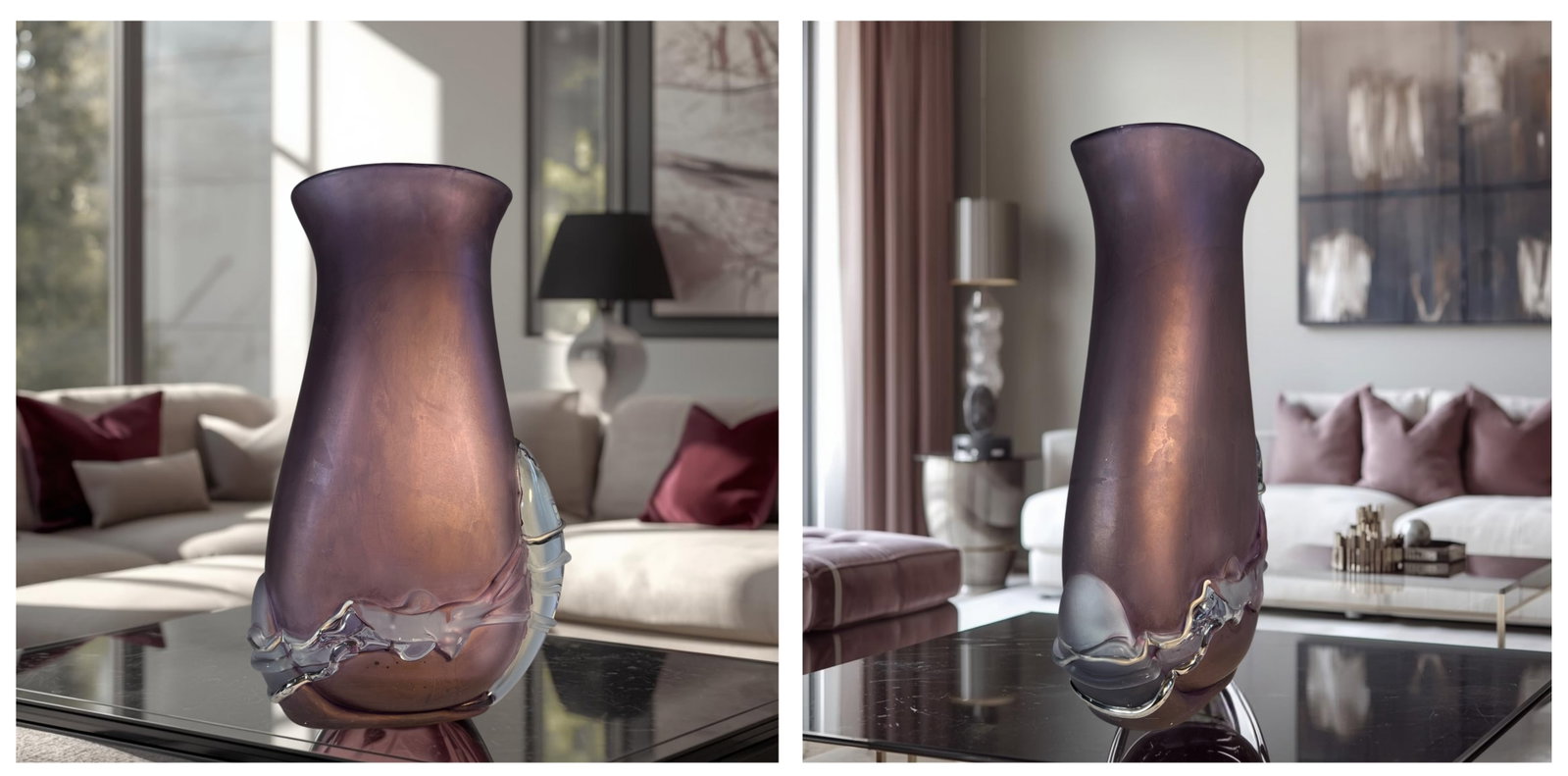 Art Glass Purple Vase Signed by Ion Tamaian - 2
