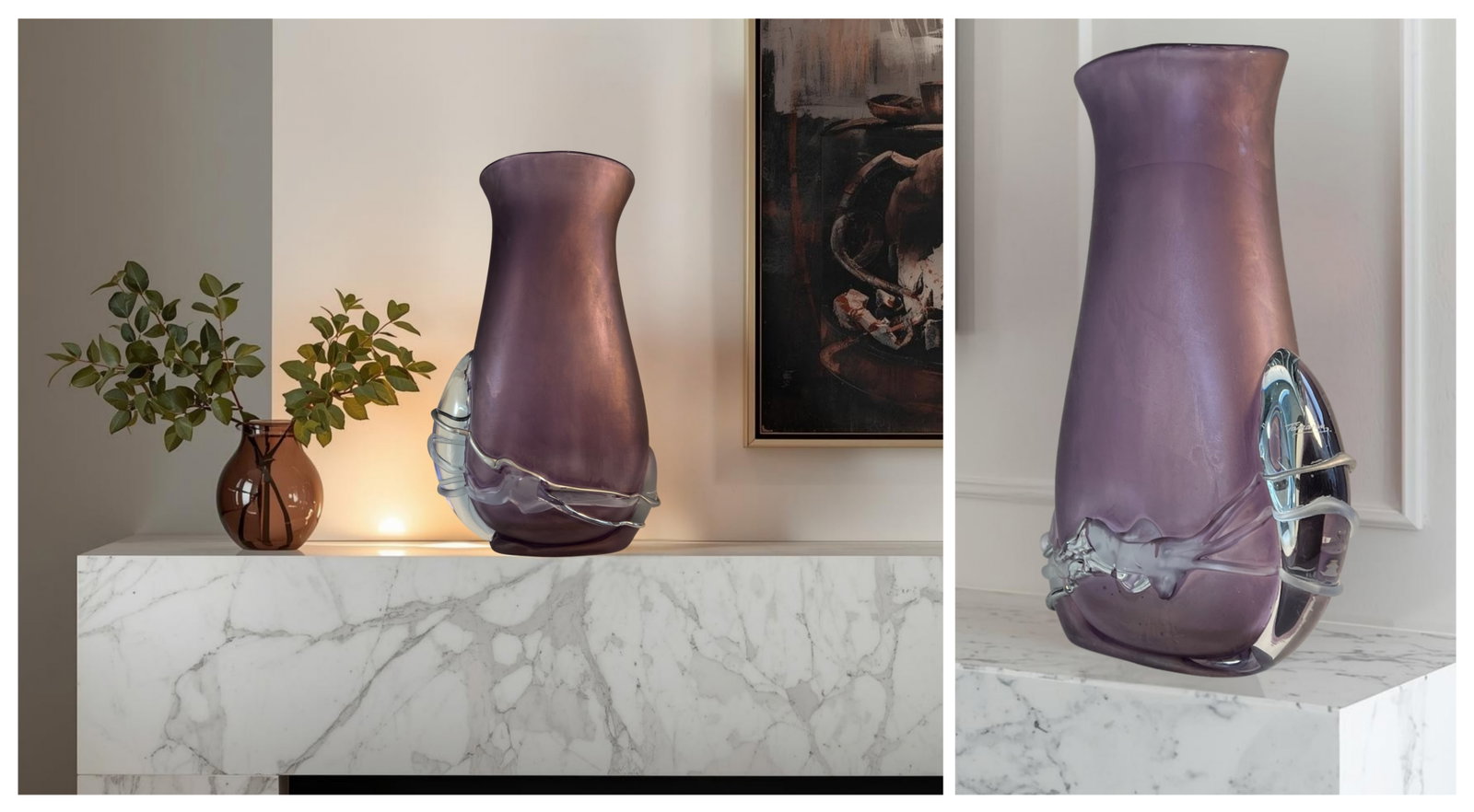 Art Glass Purple Vase Signed by Ion Tamaian - 5