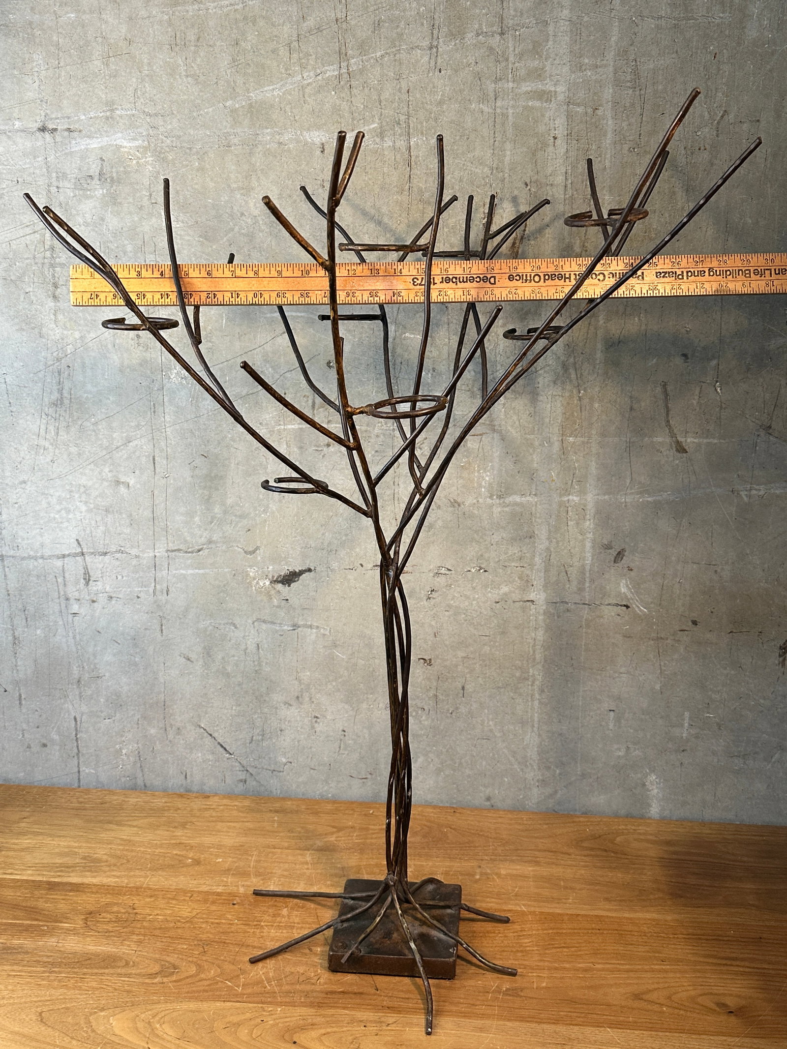 1990s Jan Barboglio Forged Iron Tree Floor Candelabra 7-Light Candle Holder Signed 47" - 11