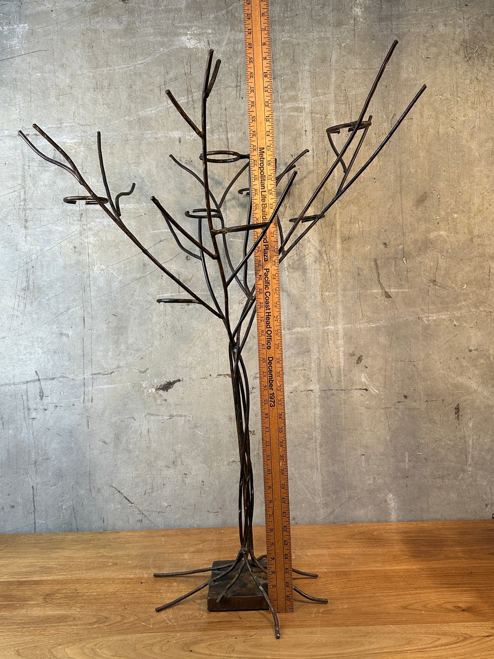 1990s Jan Barboglio Forged Iron Tree Floor Candelabra 7-Light Candle Holder Signed 47" - 12