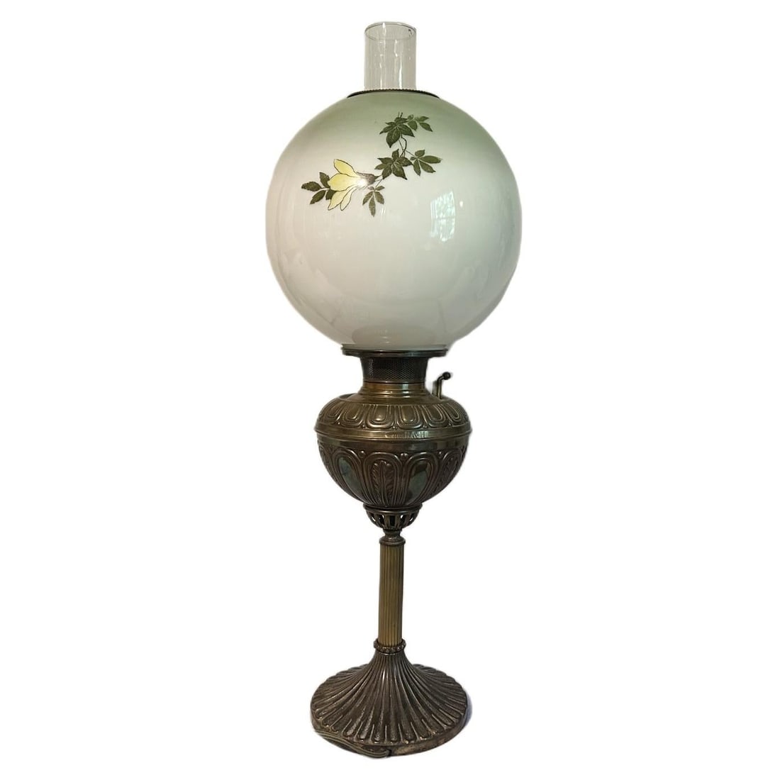 Antique Late 19th Century Bradley Hubbard Hand Painted Opaline Converted Oil Lamp - 2