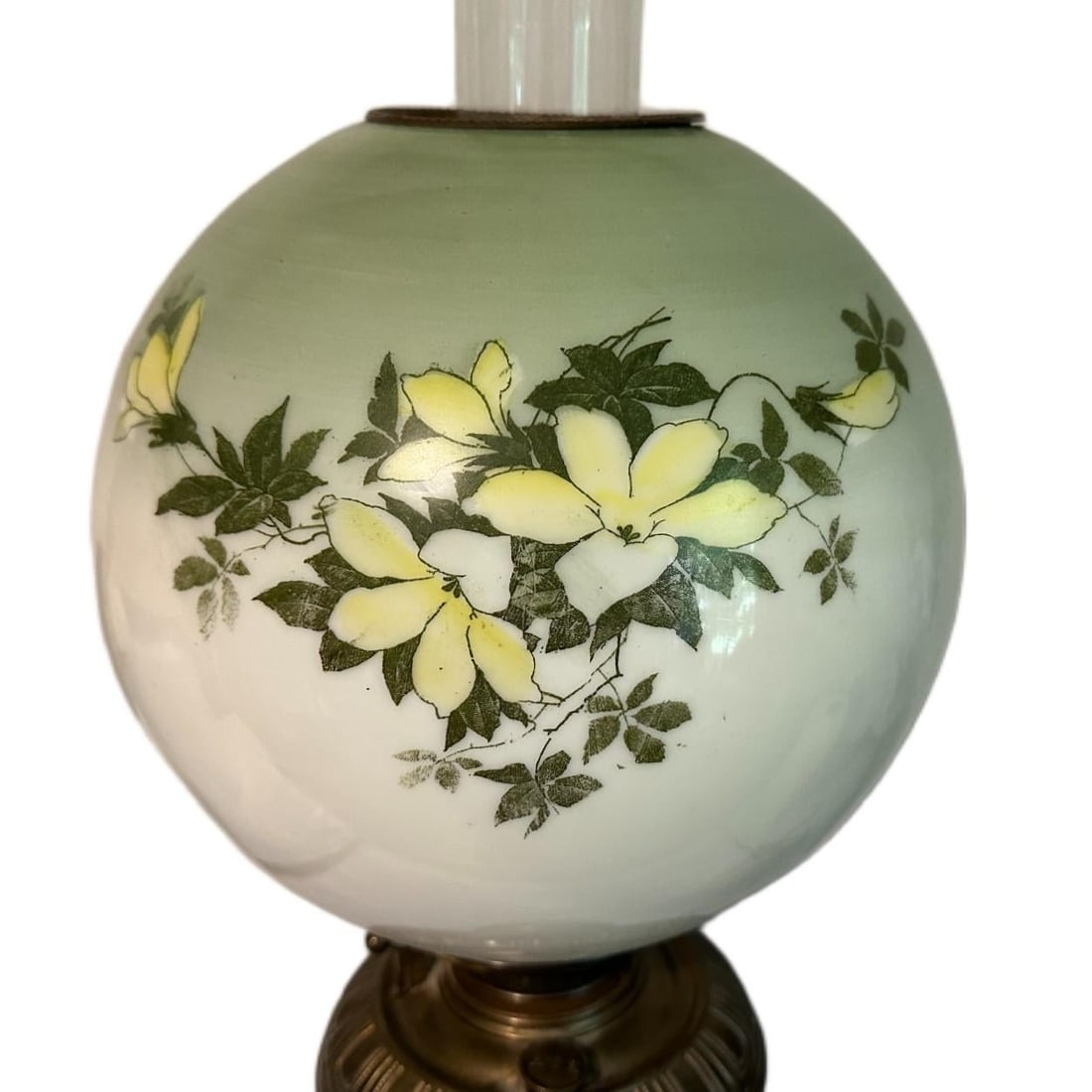 Antique Late 19th Century Bradley Hubbard Hand Painted Opaline Converted Oil Lamp - 3