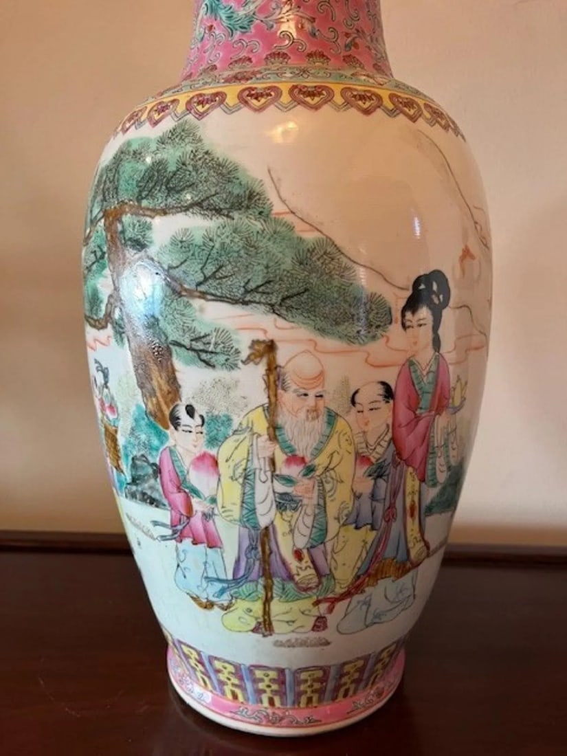 Stunning Matched Pair of 20-Inch Chinese Famille Rose Porcelain Vases - 8
