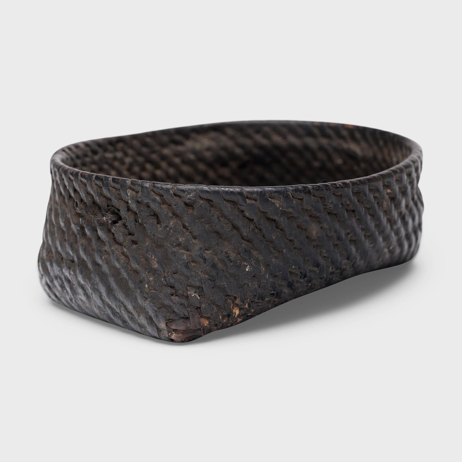 Chinese Black Lacquer Woven Tray, C. 1900 - 3
