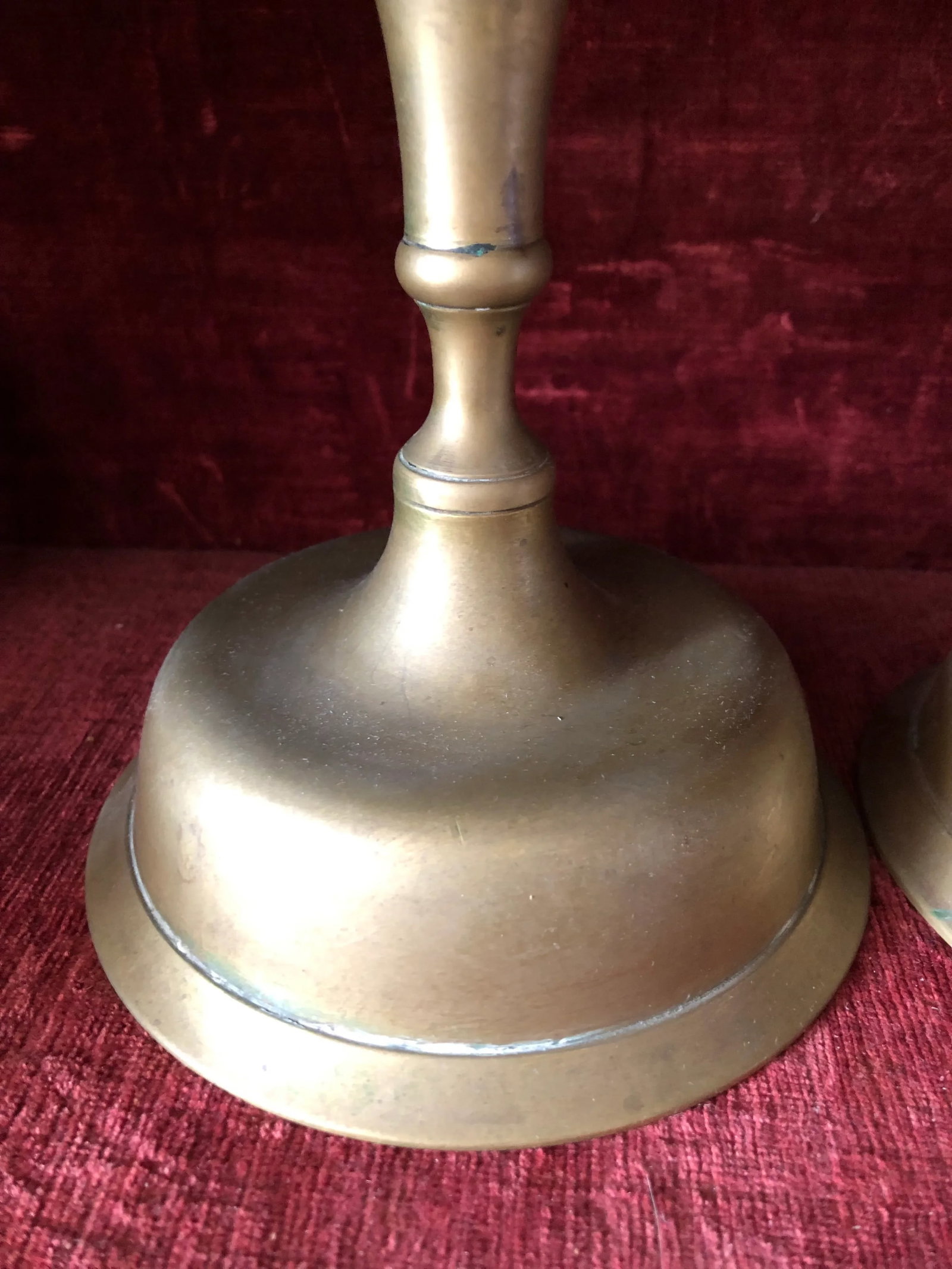 18th / 19th Century Bell Bottom Lg British Colonial Brass Candle Holders- a Pair - 3