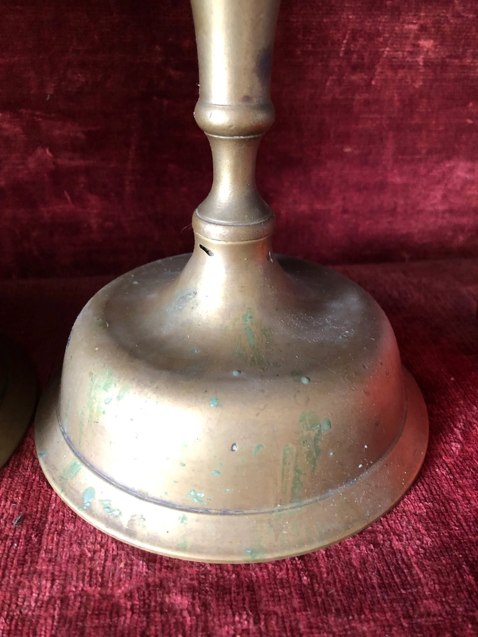 18th / 19th Century Bell Bottom Lg British Colonial Brass Candle Holders- a Pair - 4