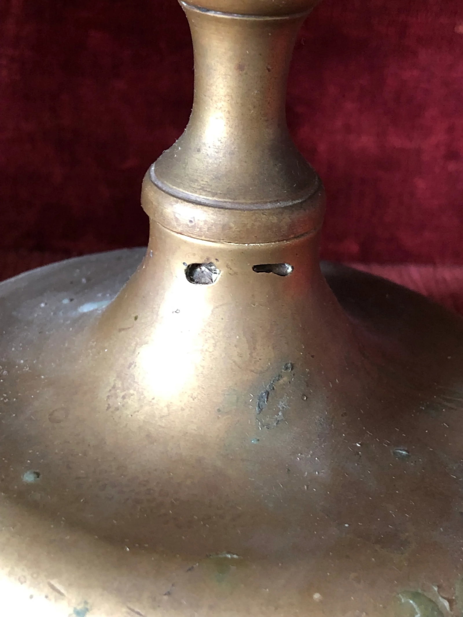 18th / 19th Century Bell Bottom Lg British Colonial Brass Candle Holders- a Pair - 5