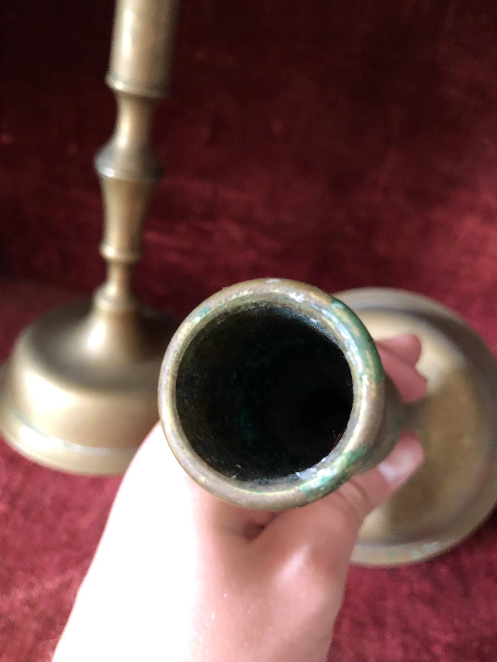 18th / 19th Century Bell Bottom Lg British Colonial Brass Candle Holders- a Pair - 6