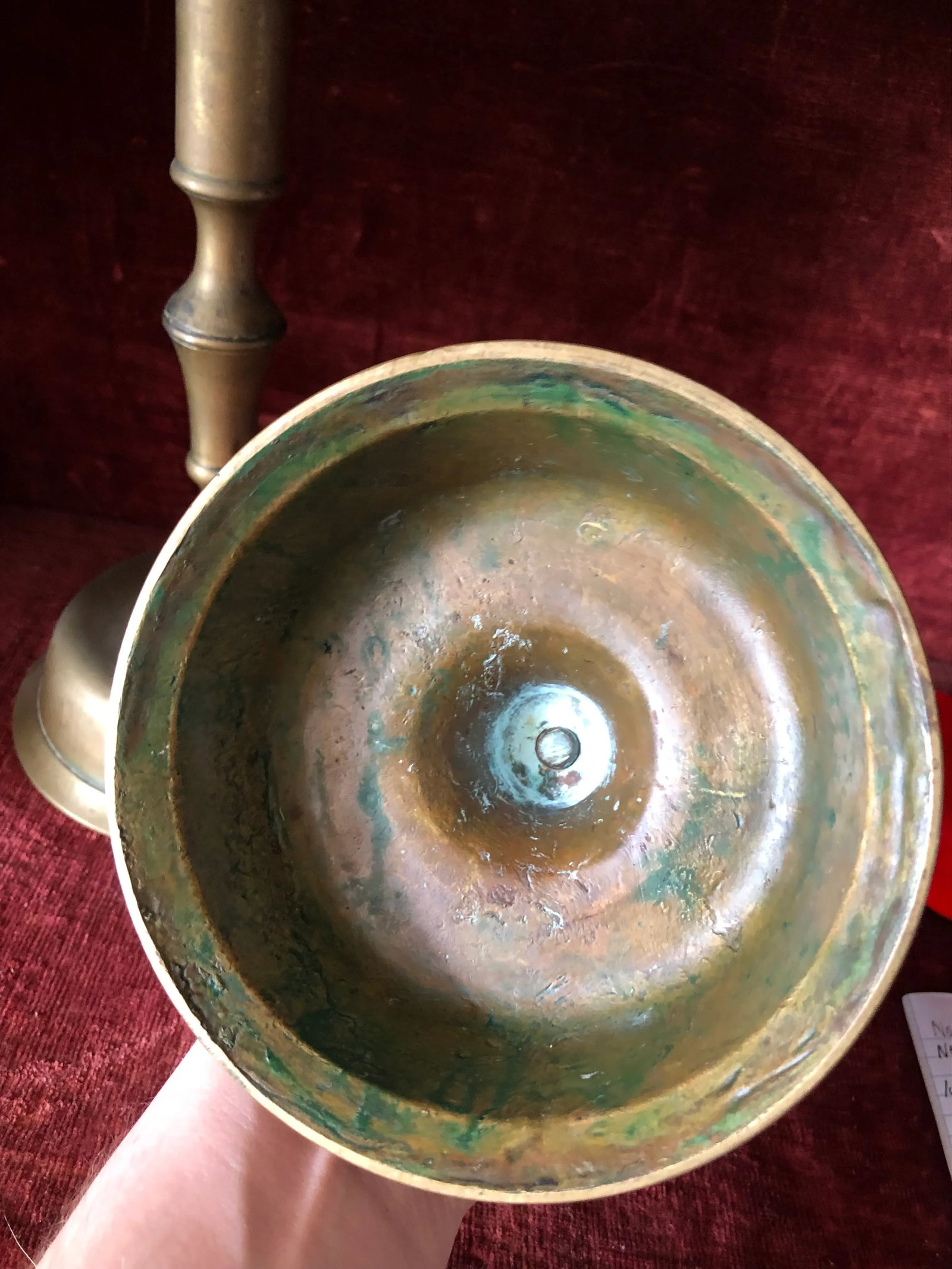 18th / 19th Century Bell Bottom Lg British Colonial Brass Candle Holders- a Pair - 7