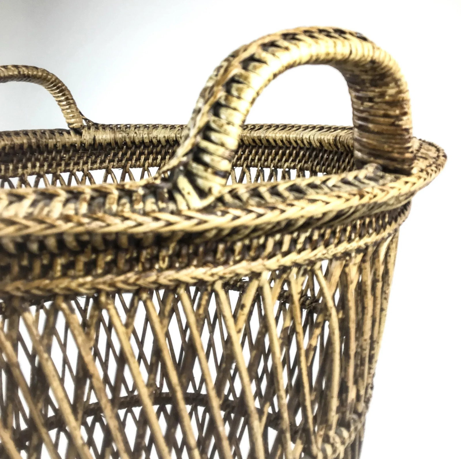 Tall Rustic Rattan Hamper Bin Basket - 10