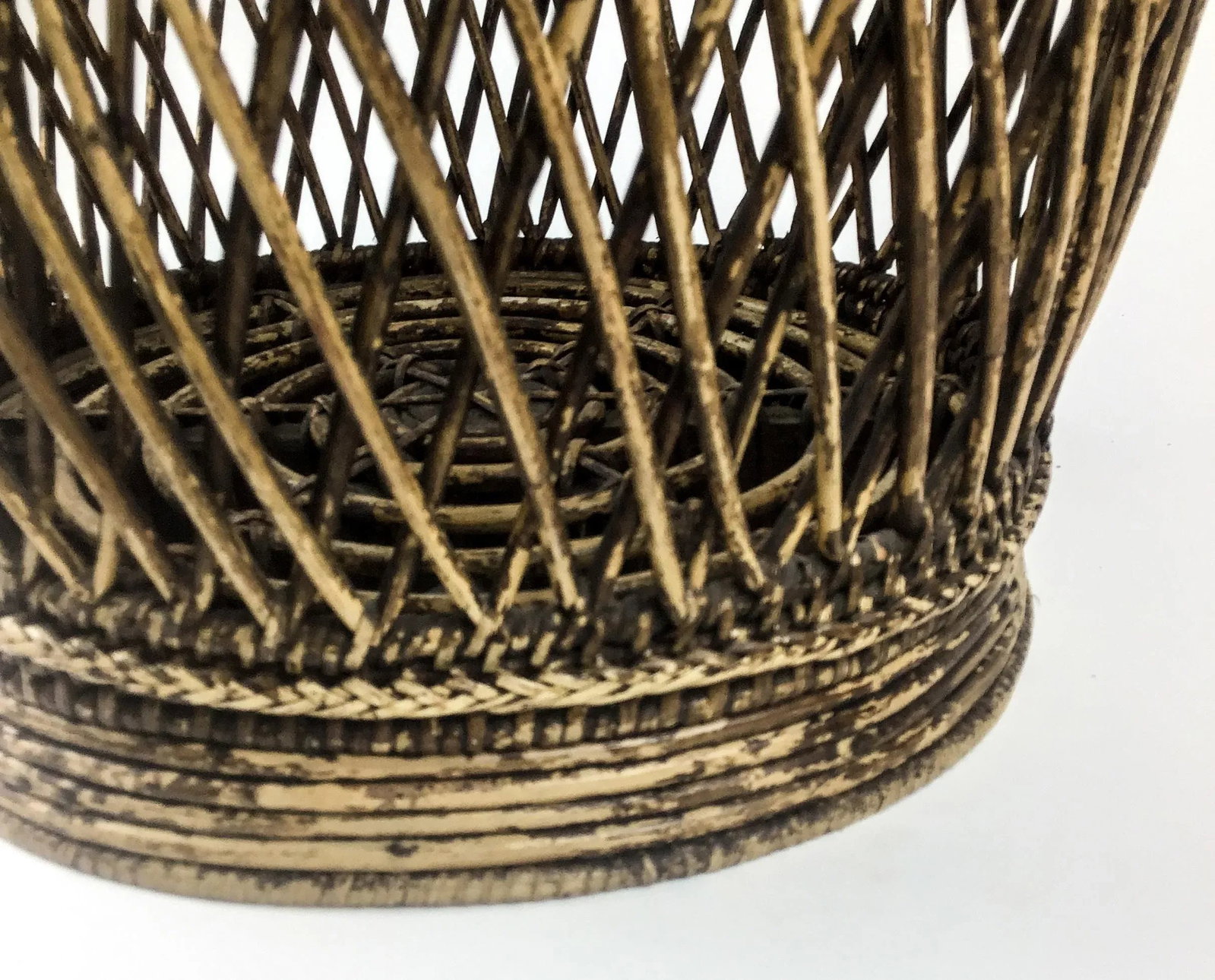 Tall Rustic Rattan Hamper Bin Basket - 11