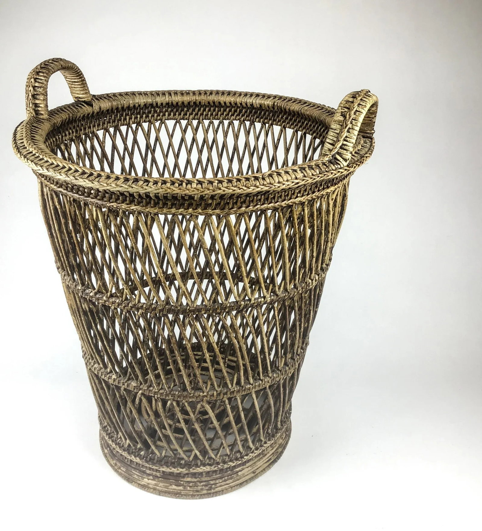 Tall Rustic Rattan Hamper Bin Basket - 13