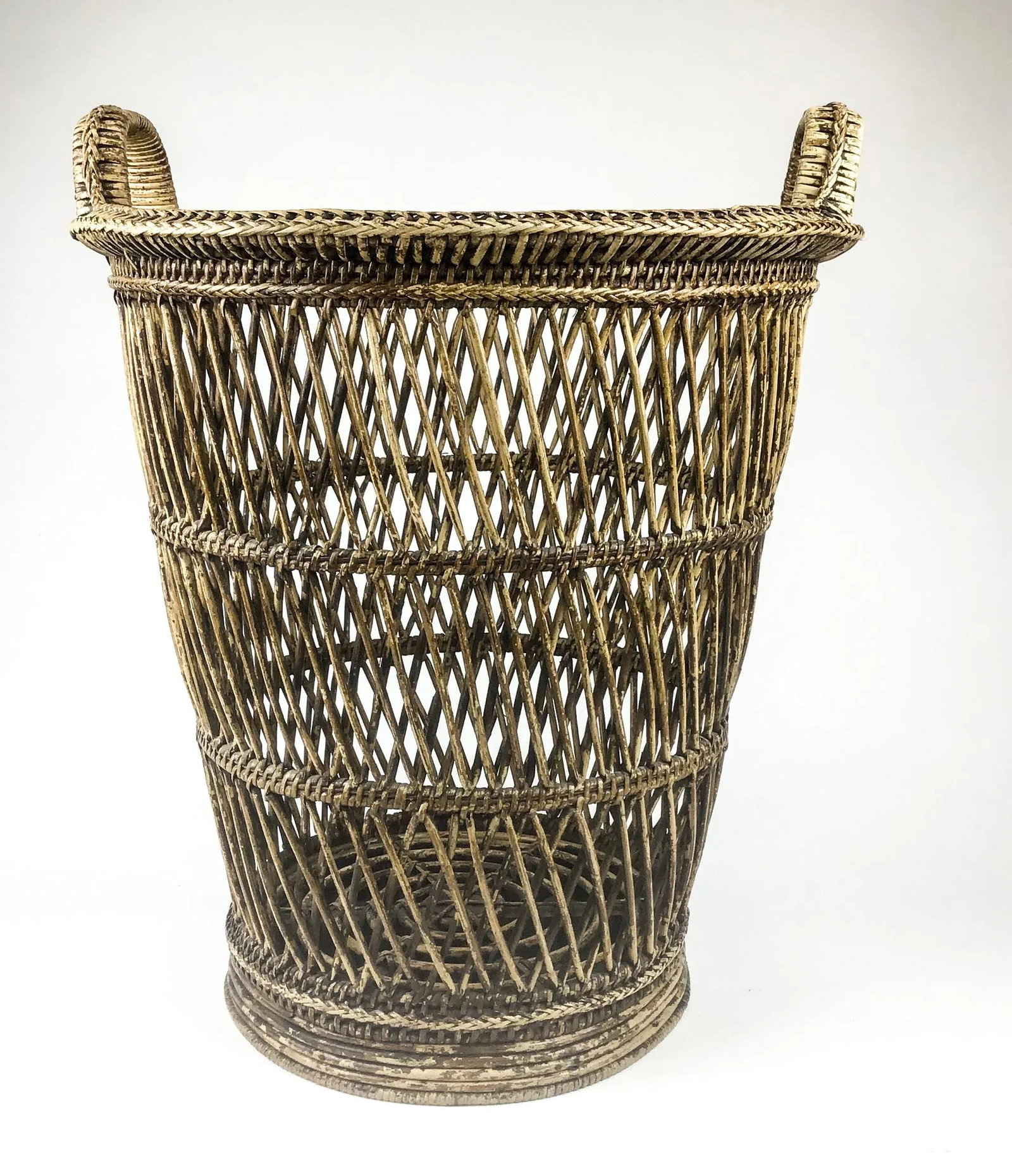 Tall Rustic Rattan Hamper Bin Basket - 2