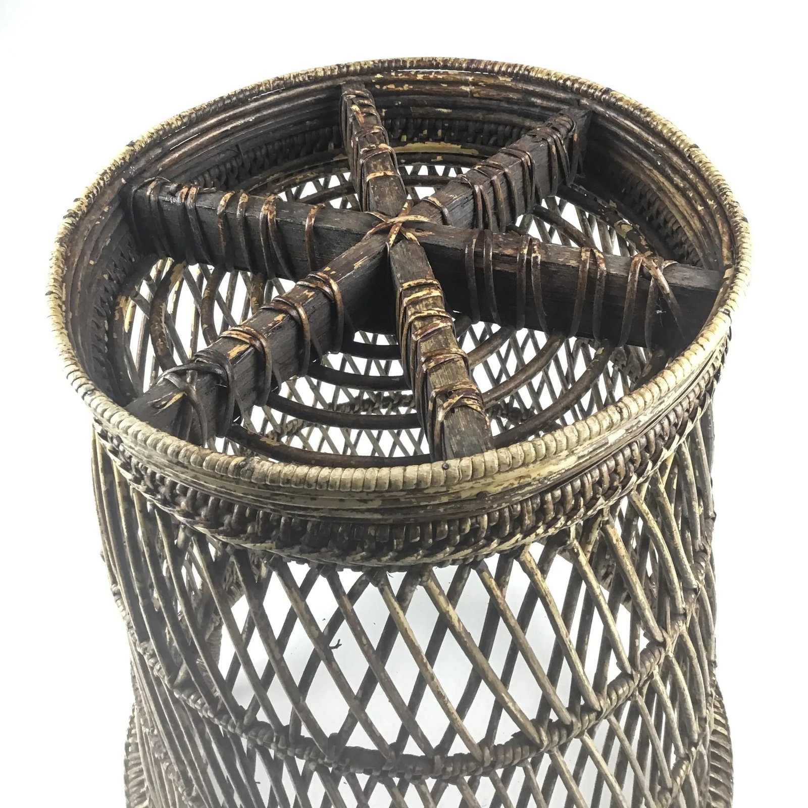 Tall Rustic Rattan Hamper Bin Basket - 5