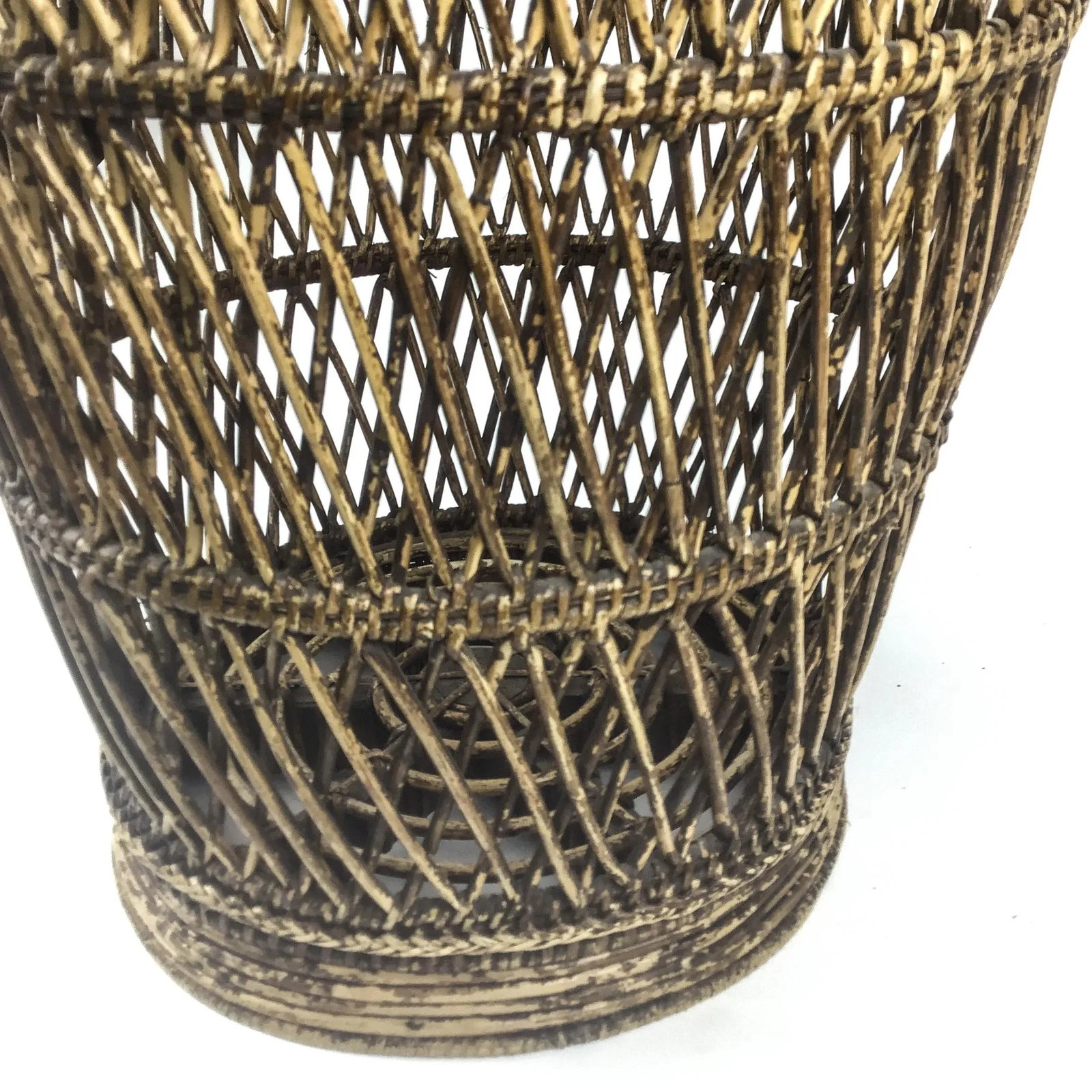 Tall Rustic Rattan Hamper Bin Basket - 6