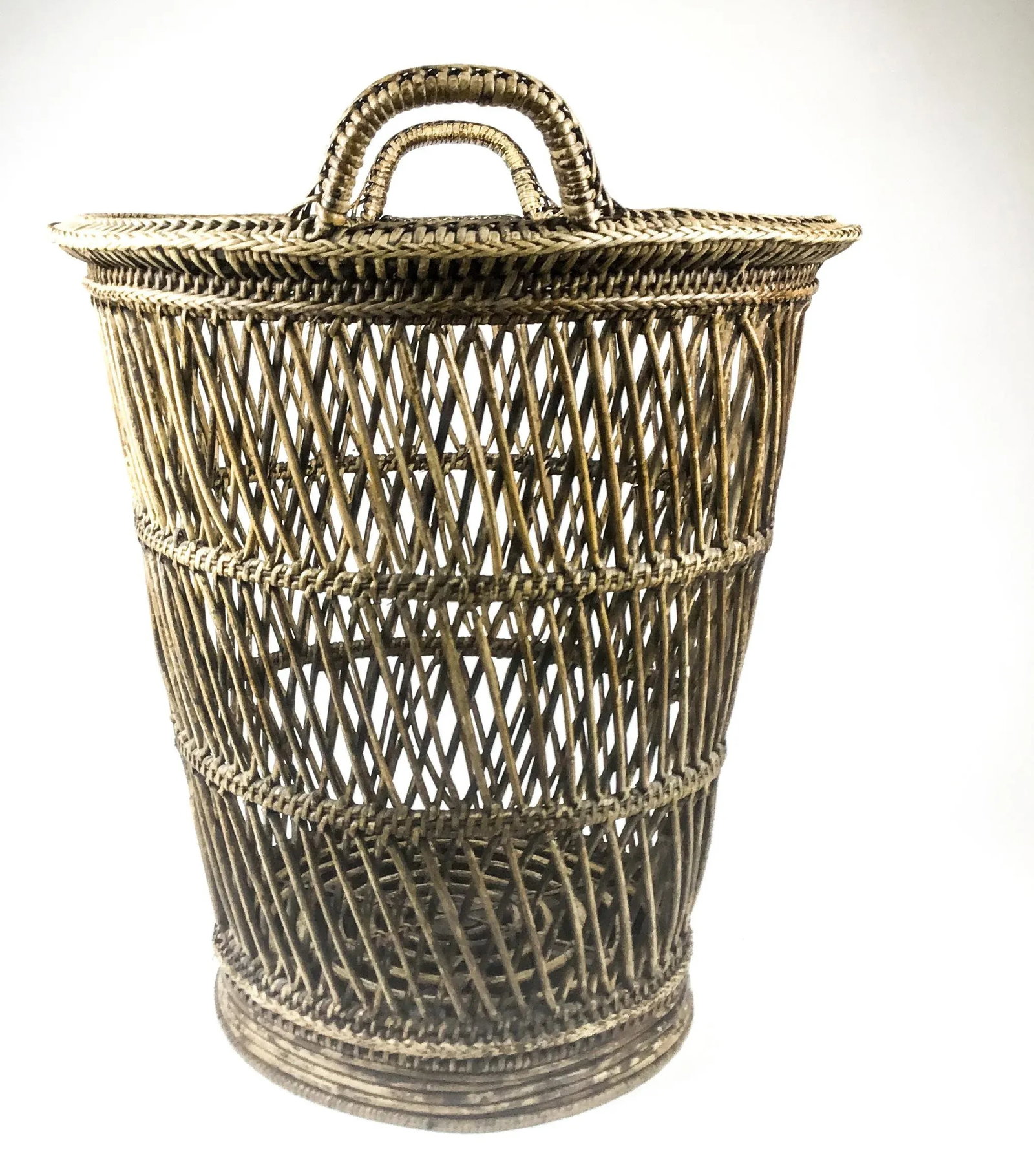 Tall Rustic Rattan Hamper Bin Basket - 7