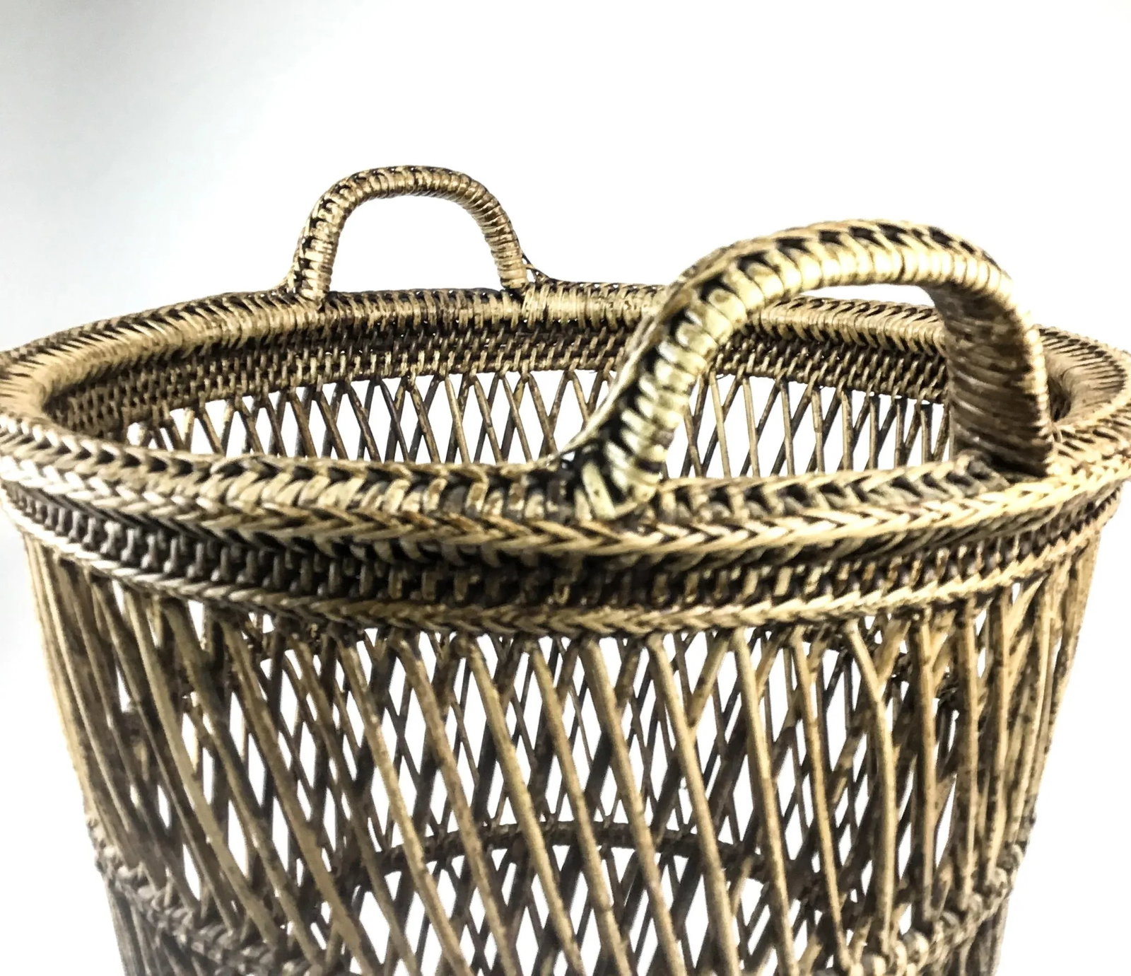 Tall Rustic Rattan Hamper Bin Basket - 8