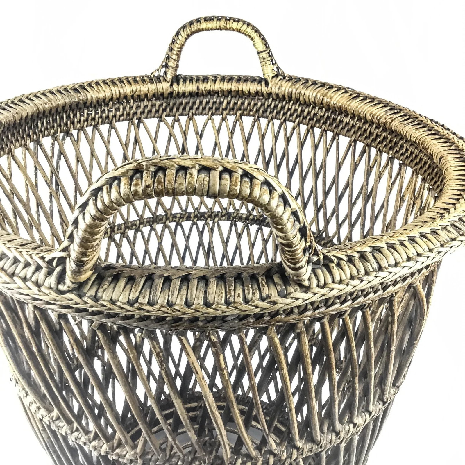 Tall Rustic Rattan Hamper Bin Basket - 9