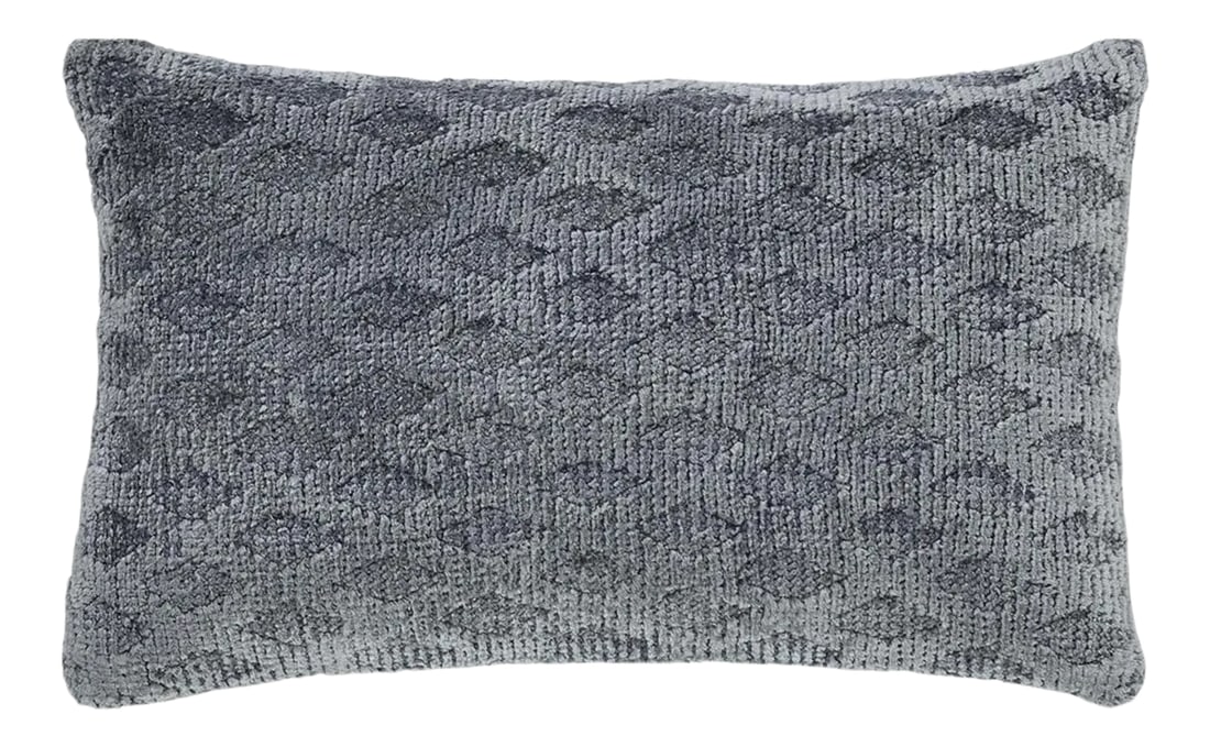 Modern Pewteer Gray Throw Pillow: This new Accent Pillow of East-meets-West design aesthetic showcases a geometrical design with predominant Pewter color. Hand made, using either 100% premium wool. This pillow measure: 14" x 22". Cond