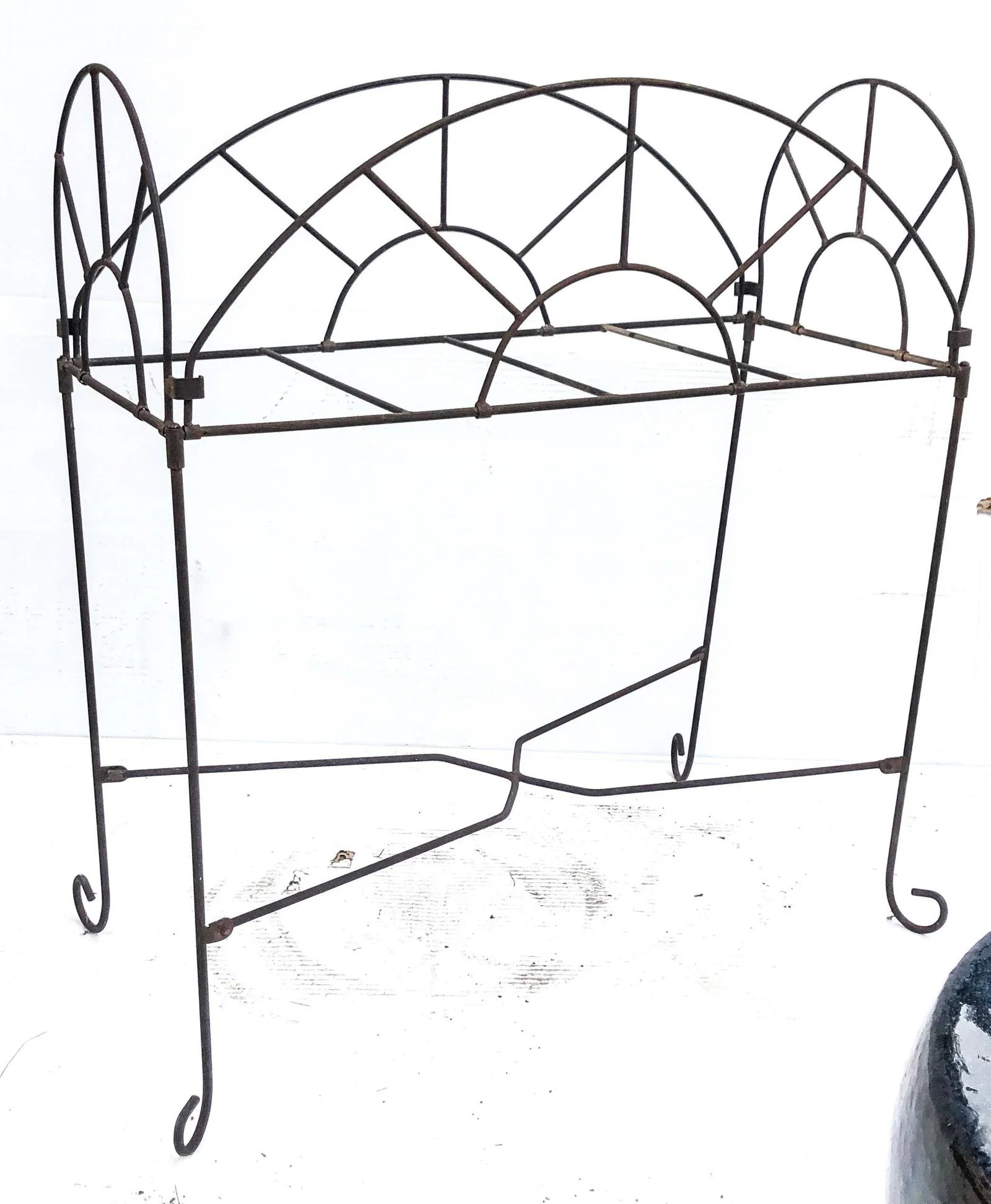 Vintage Iron Metal Adjustable Plant Stand Side Table - 2