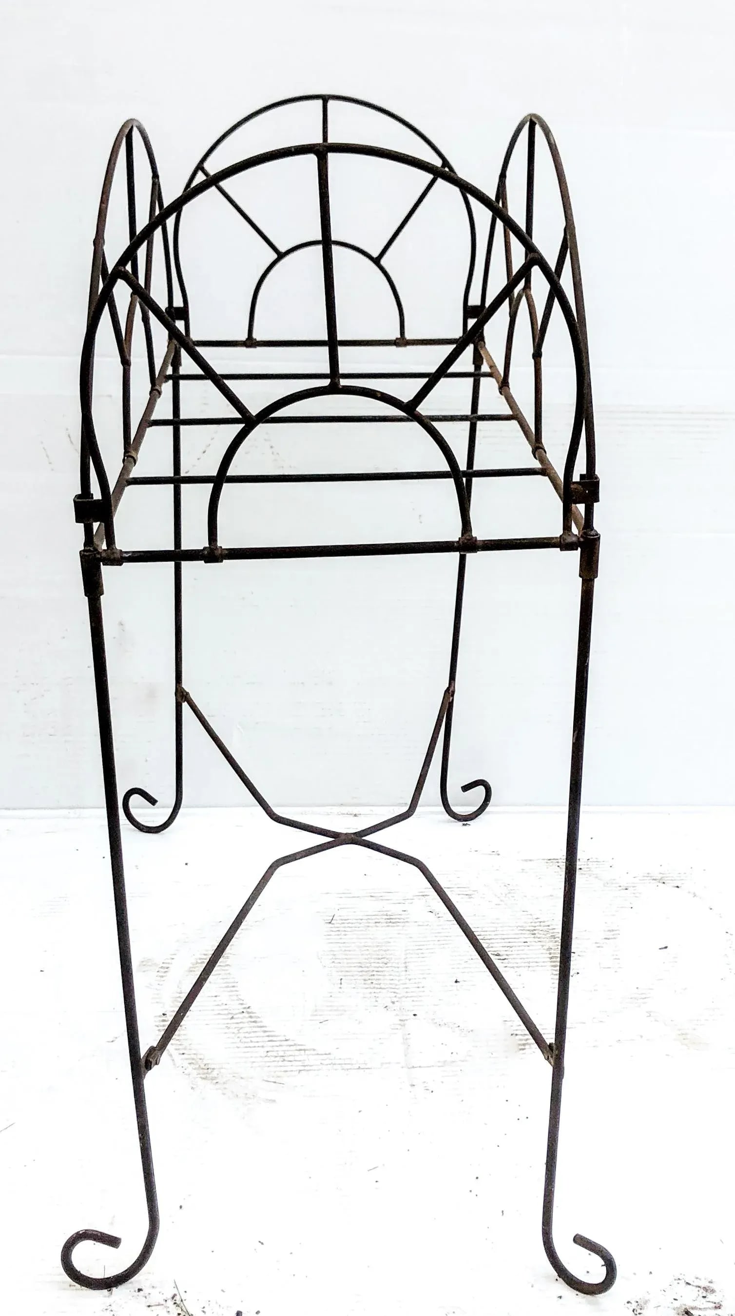 Vintage Iron Metal Adjustable Plant Stand Side Table - 4