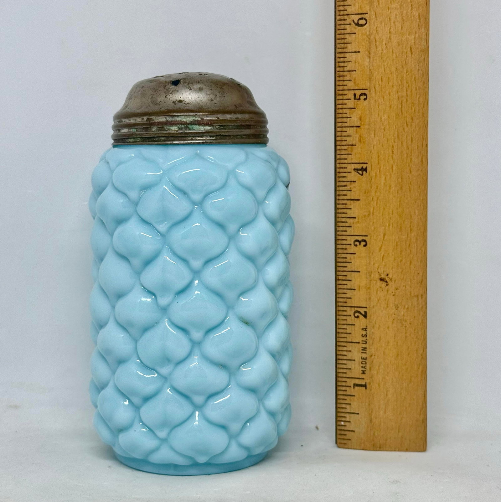 Attributed to Consolidated Glass Eapg Light Blue Opaline Cone/Pineapple Sugar Shaker C1890 Usa - 10