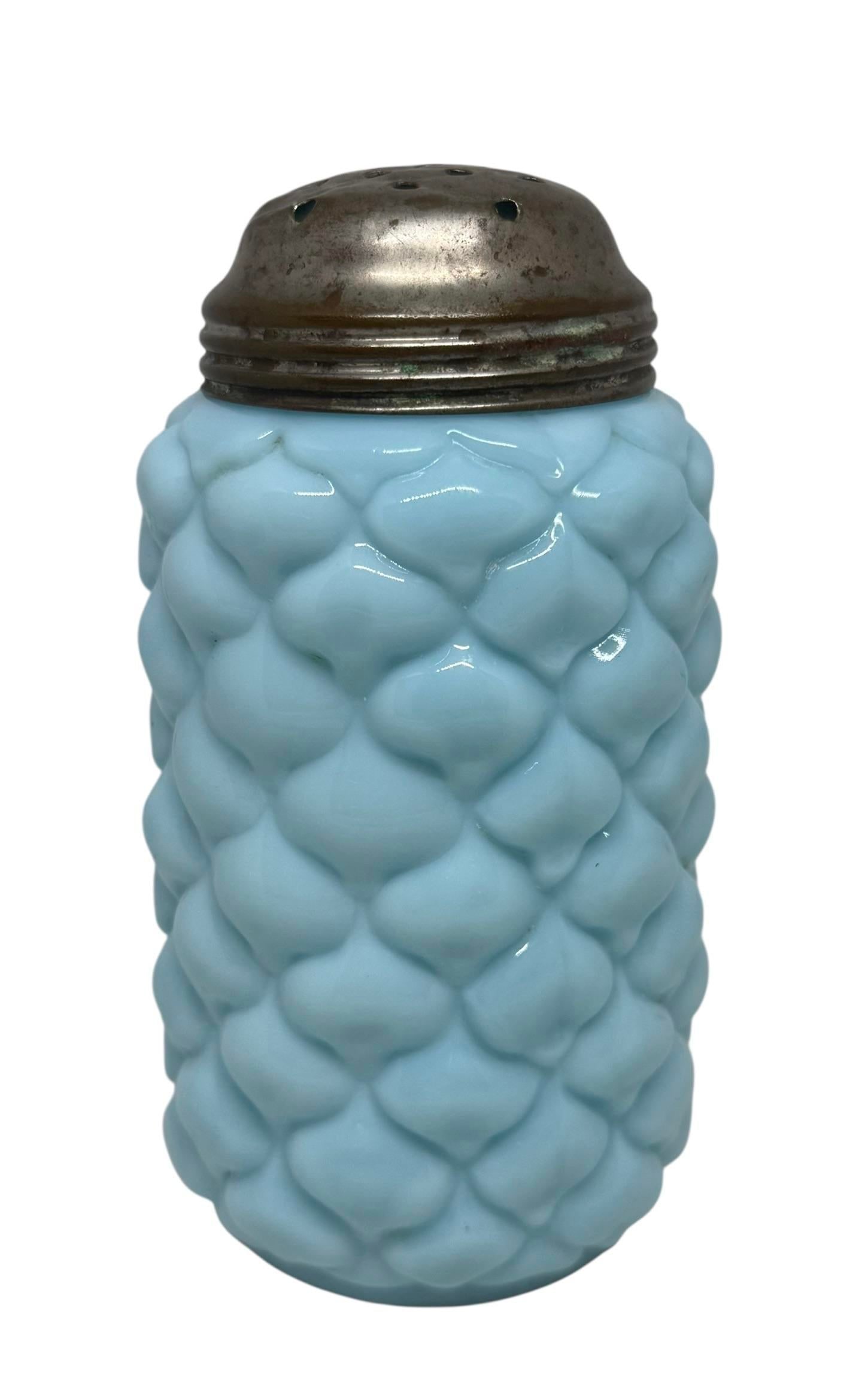 Attributed to Consolidated Glass Eapg Light Blue Opaline Cone/Pineapple Sugar Shaker C1890 Usa - 2