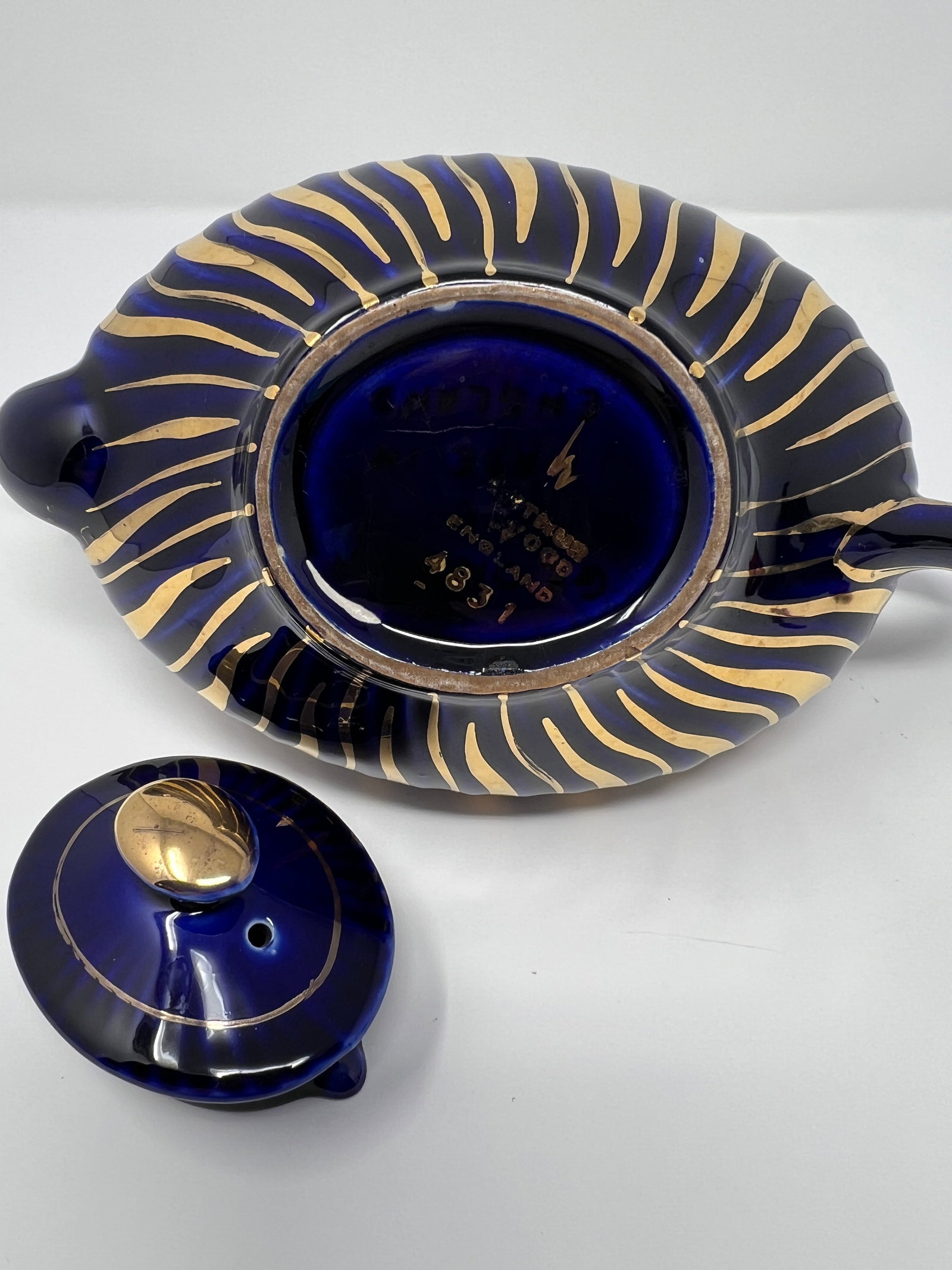 Arthur Wood Cobalt & Gilt Teapot | English Staffordshire, C. 1930s - 10