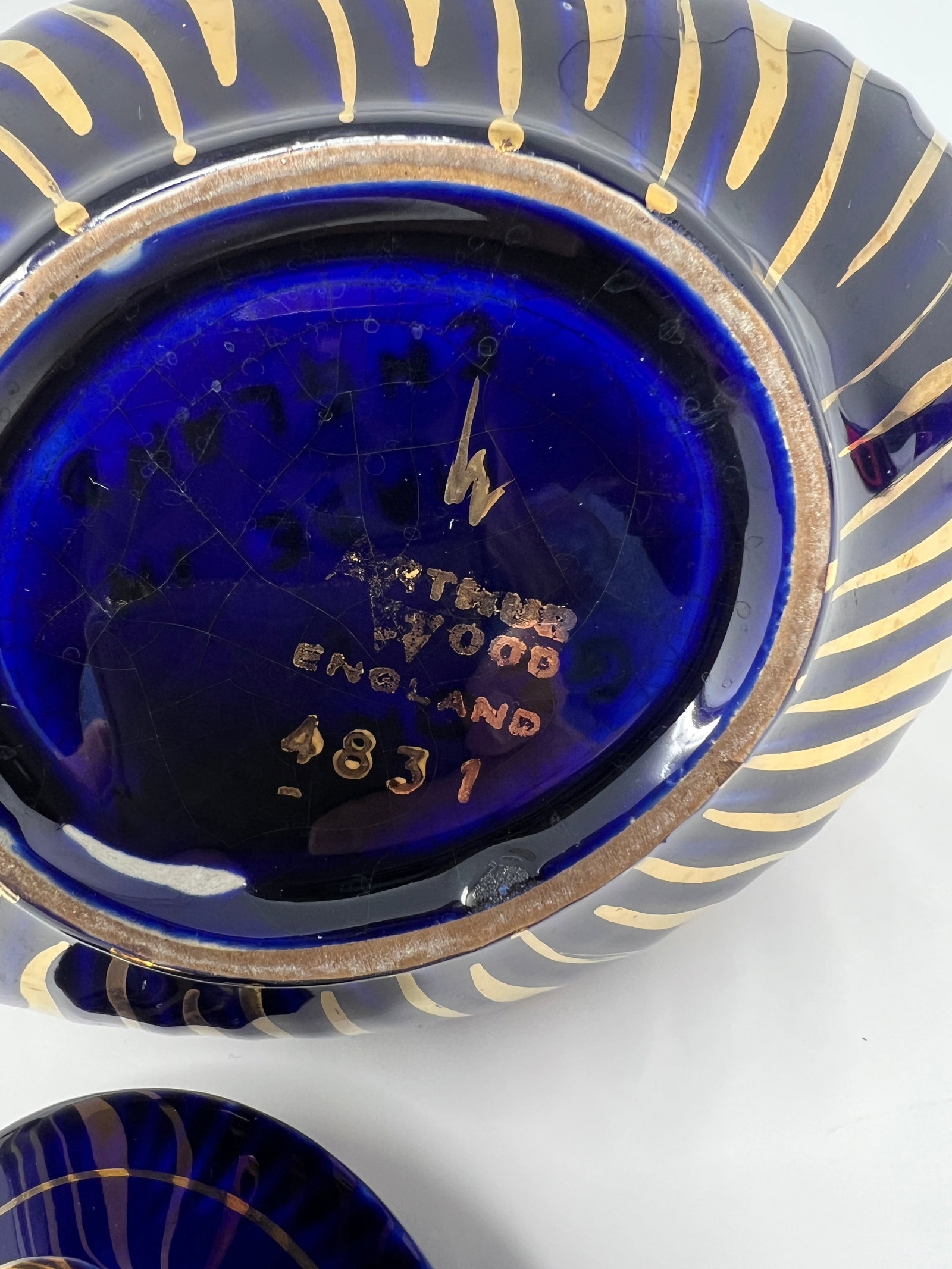 Arthur Wood Cobalt & Gilt Teapot | English Staffordshire, C. 1930s - 11
