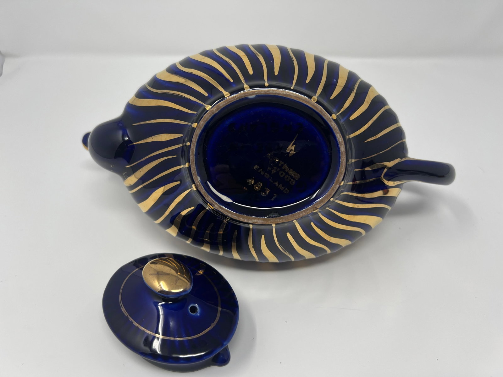 Arthur Wood Cobalt & Gilt Teapot | English Staffordshire, C. 1930s - 12