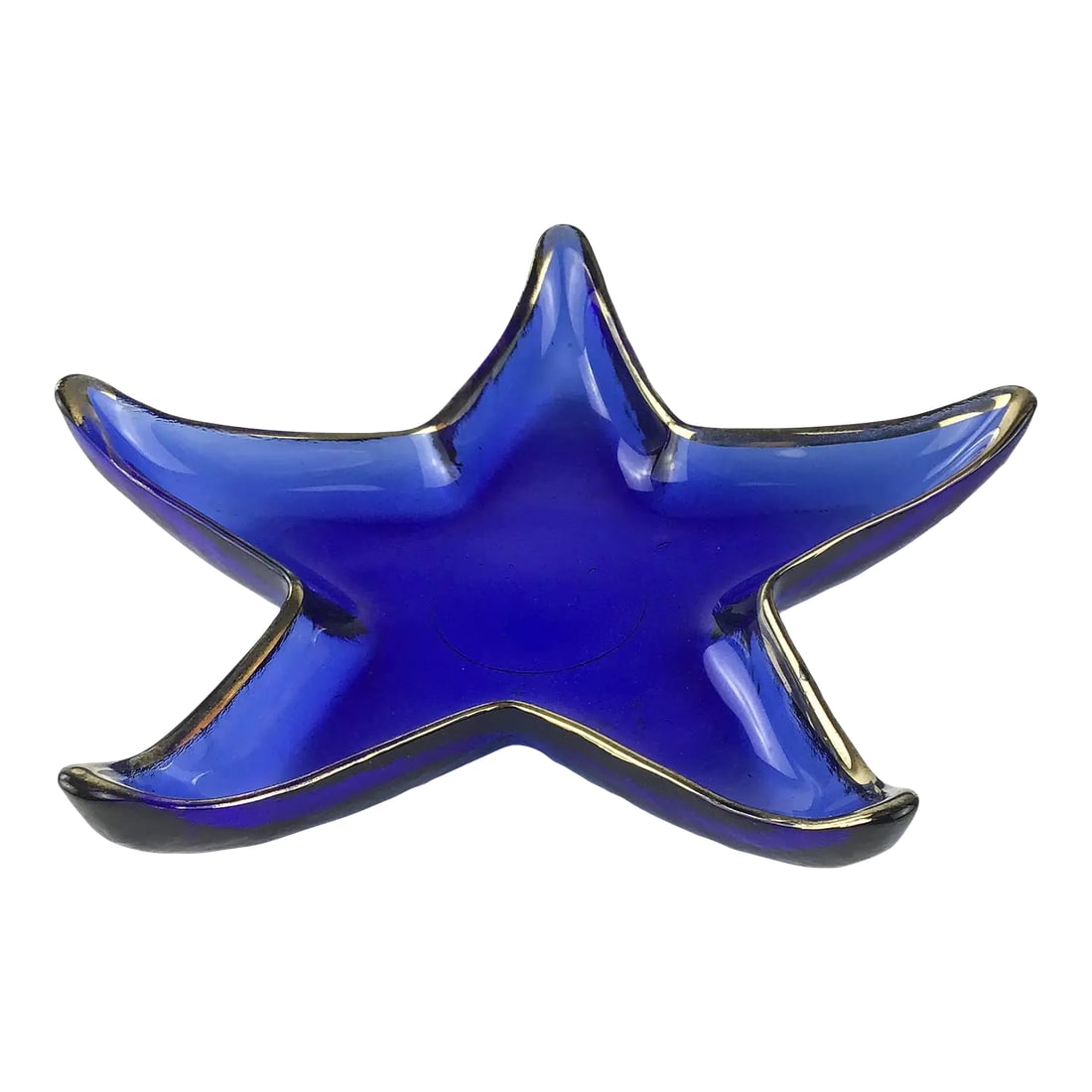 Cobalt Blue Glass Art Star Design Trinket Plate: Great way to add color to your interior. Rich cobalt blue is always in fashion. In great condition with a few minor scratches here and there, but only noticeable when seeking to discover. Edges are go