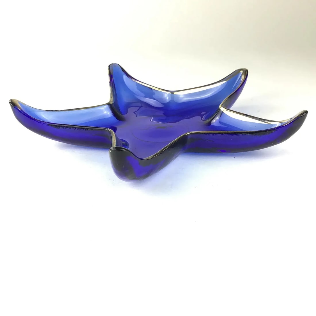 Cobalt Blue Glass Art Star Design Trinket Plate - 2