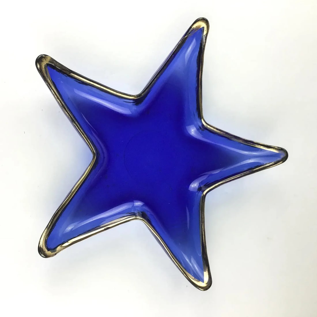 Cobalt Blue Glass Art Star Design Trinket Plate - 3
