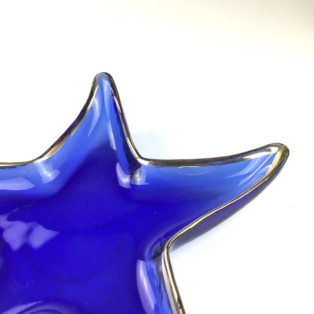 Cobalt Blue Glass Art Star Design Trinket Plate - 4