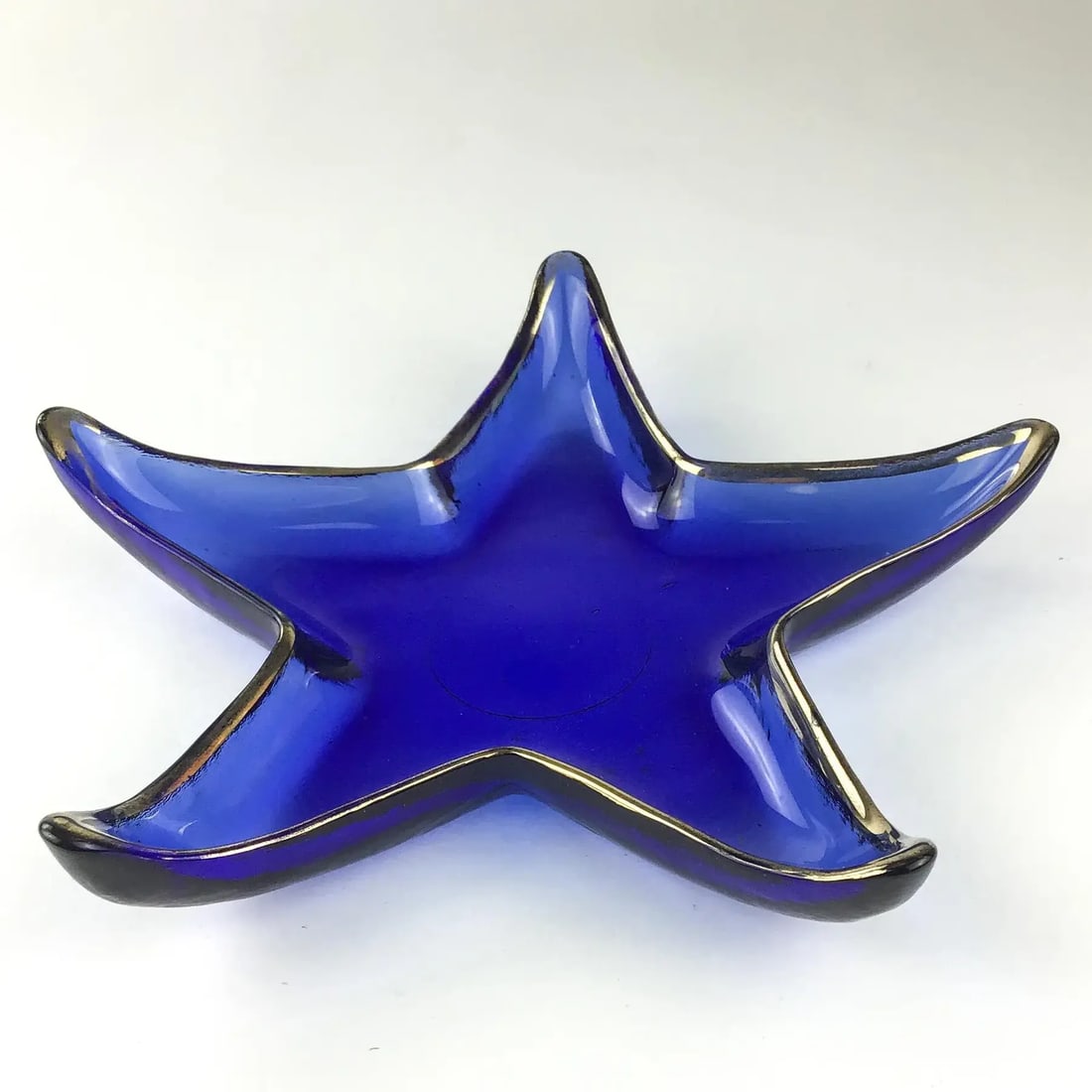 Cobalt Blue Glass Art Star Design Trinket Plate - 5