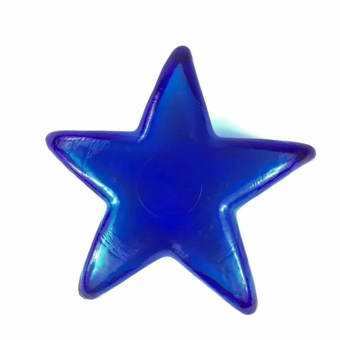 Cobalt Blue Glass Art Star Design Trinket Plate - 6