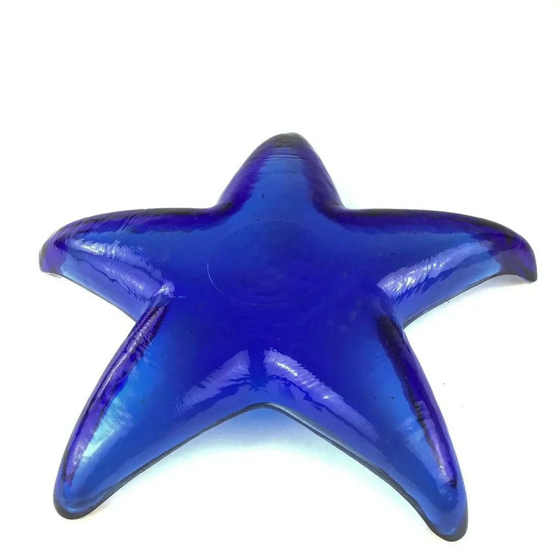 Cobalt Blue Glass Art Star Design Trinket Plate - 7