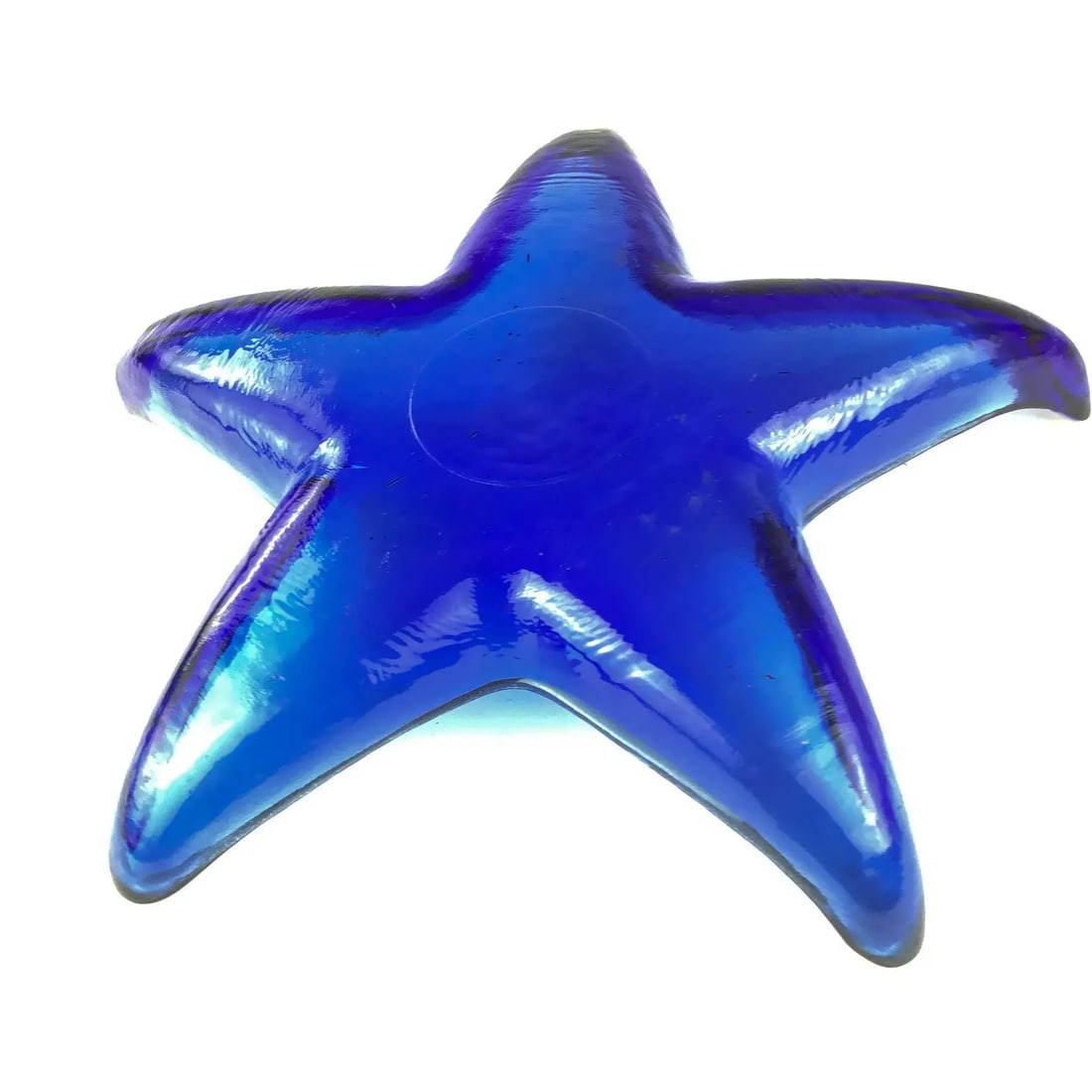 Cobalt Blue Glass Art Star Design Trinket Plate - 8