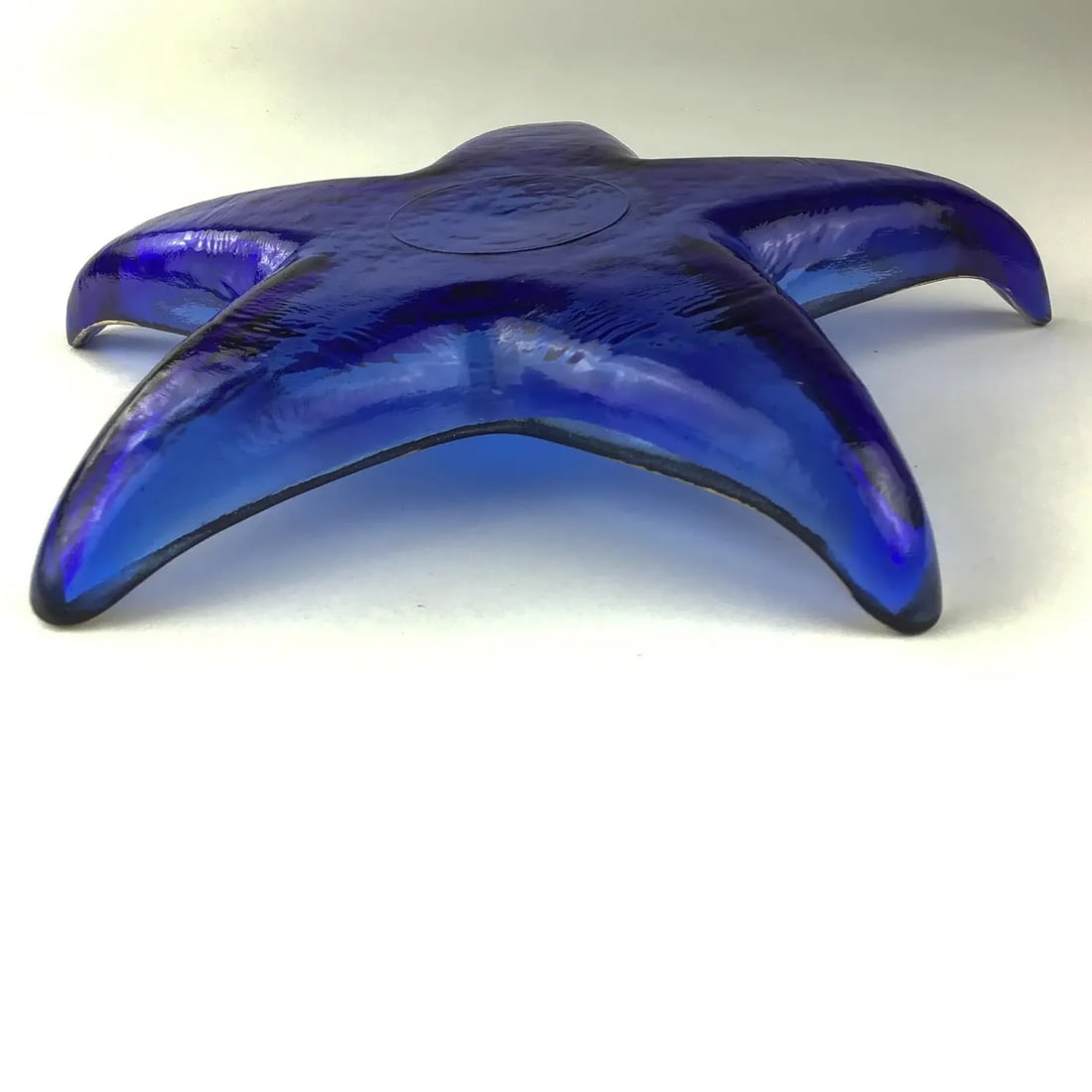 Cobalt Blue Glass Art Star Design Trinket Plate - 9