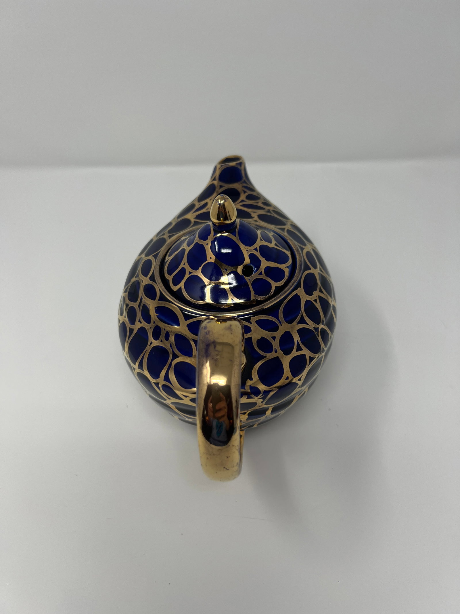 Vintage English "Aladdin" Cobalt Blue & Gilt Teapot, Mid-Century - 2